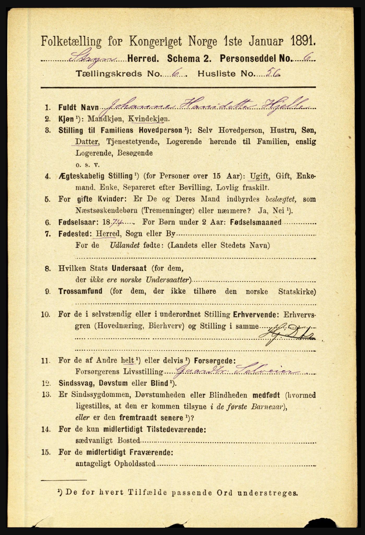 RA, 1891 census for 1448 Stryn, 1891, p. 2769