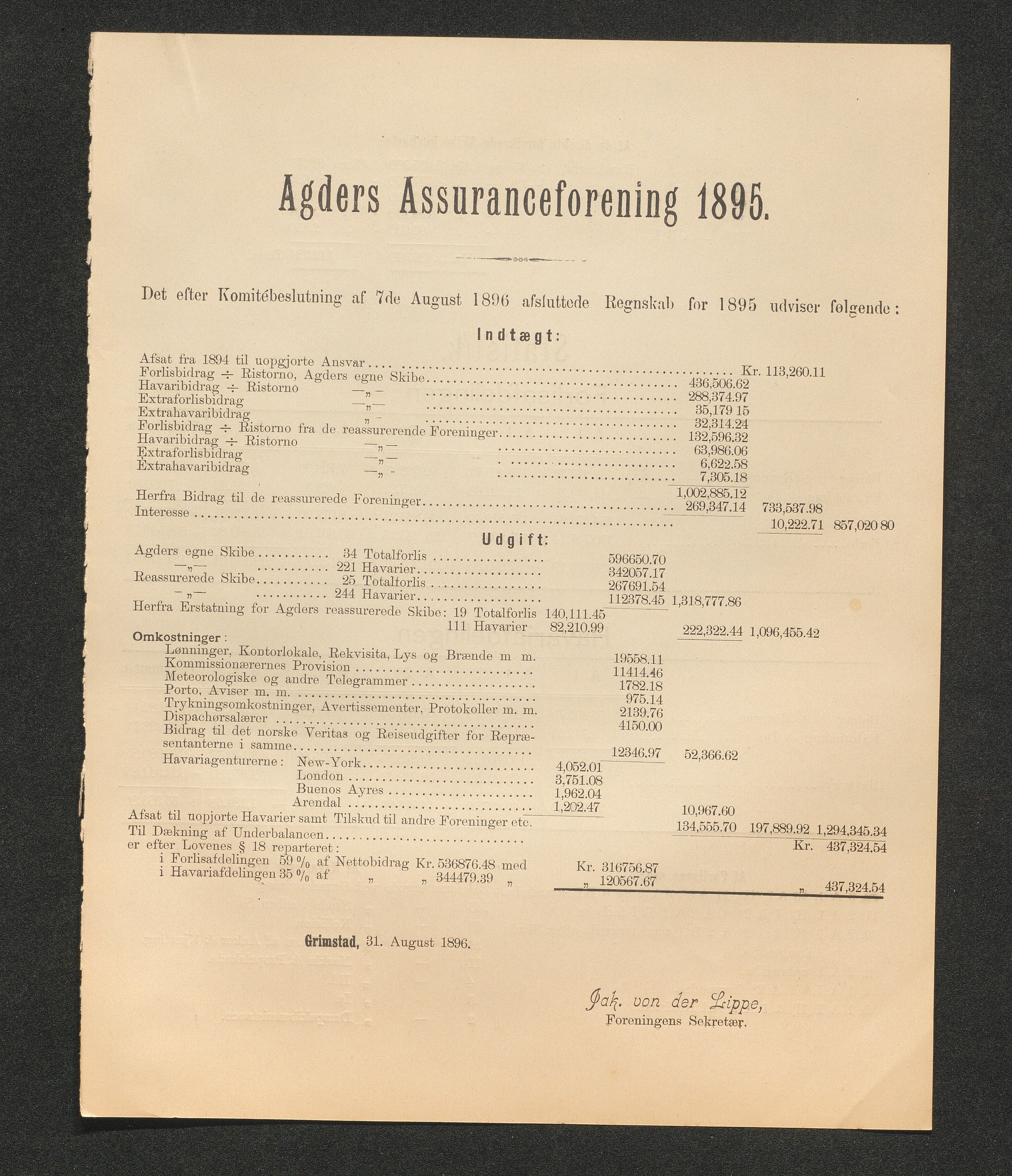 Agders Gjensidige Assuranceforening, AAKS/PA-1718/05/L0003: Regnskap, seilavdeling, pakkesak, 1890-1912