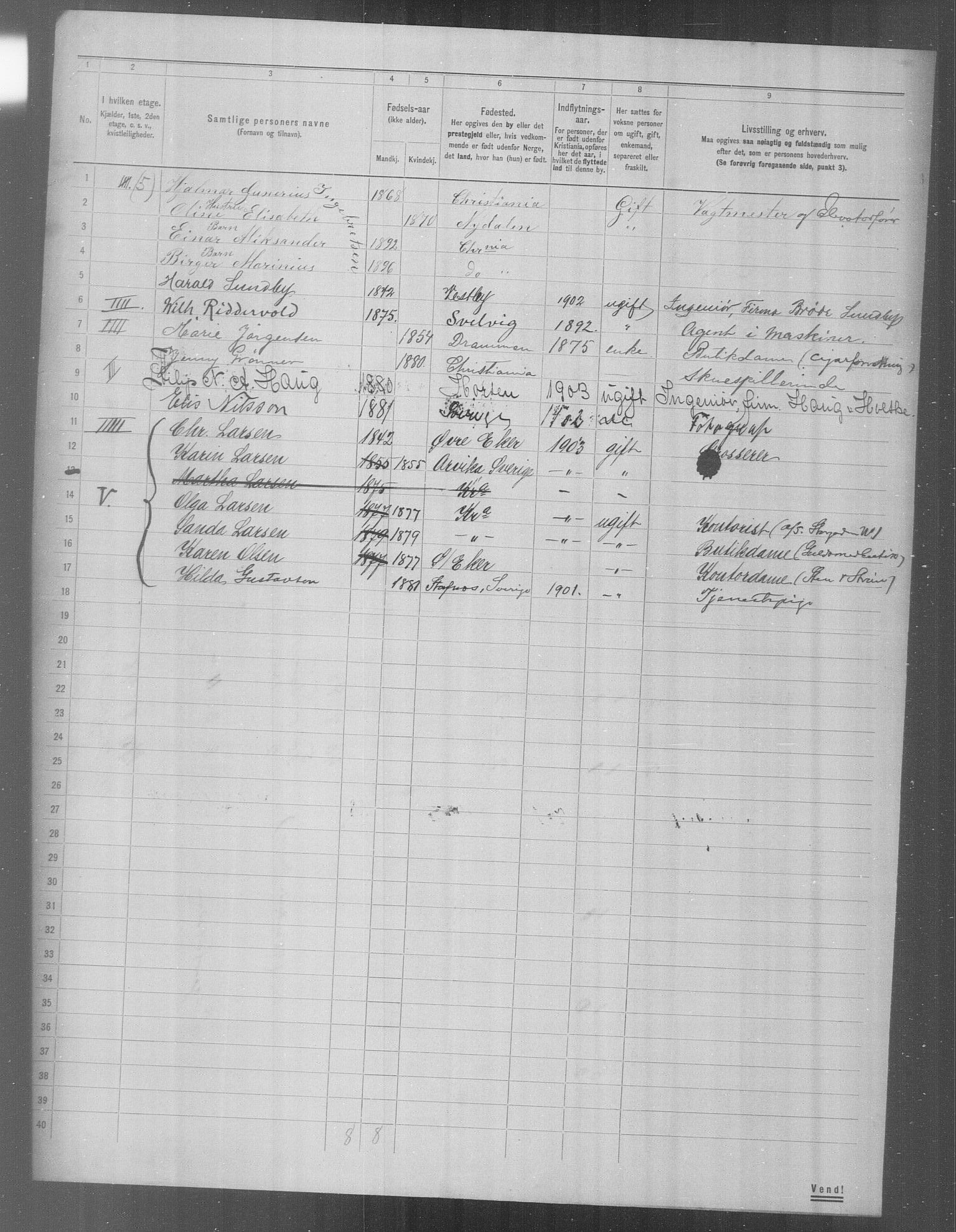 OBA, Municipal Census 1904 for Kristiania, 1904, p. 19461