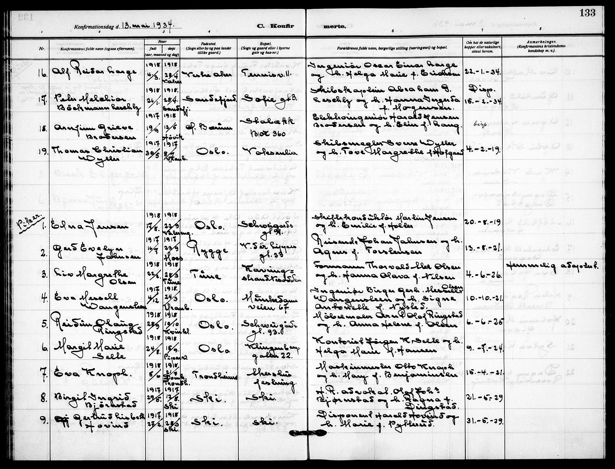 Garnisonsmenigheten Kirkebøker, SAO/A-10846/F/Fa/L0017: Parish register (official) no. 17, 1926-1937, p. 133