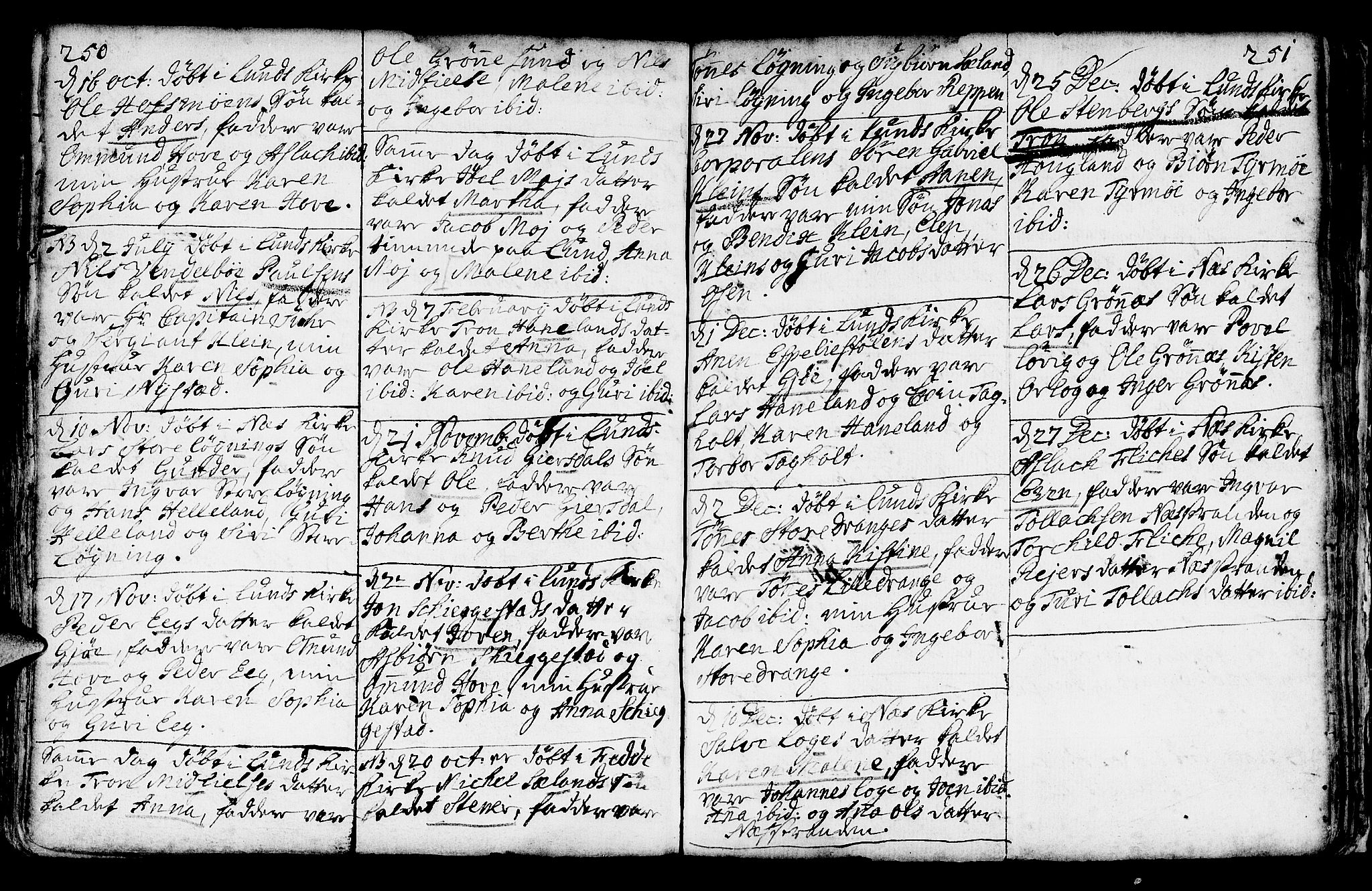 Lund sokneprestkontor, AV/SAST-A-101809/S06/L0002: Parish register (official) no. A 2, 1738-1760, p. 250-251