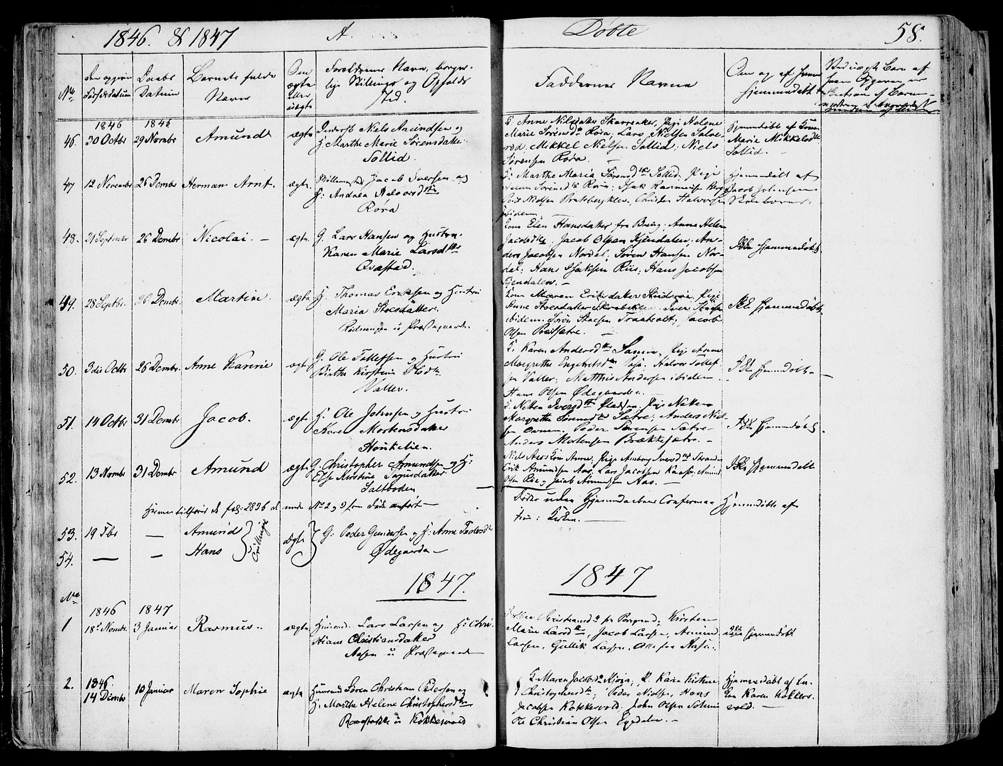 Eidanger kirkebøker, SAKO/A-261/F/Fa/L0008: Parish register (official) no. 8, 1831-1858, p. 58