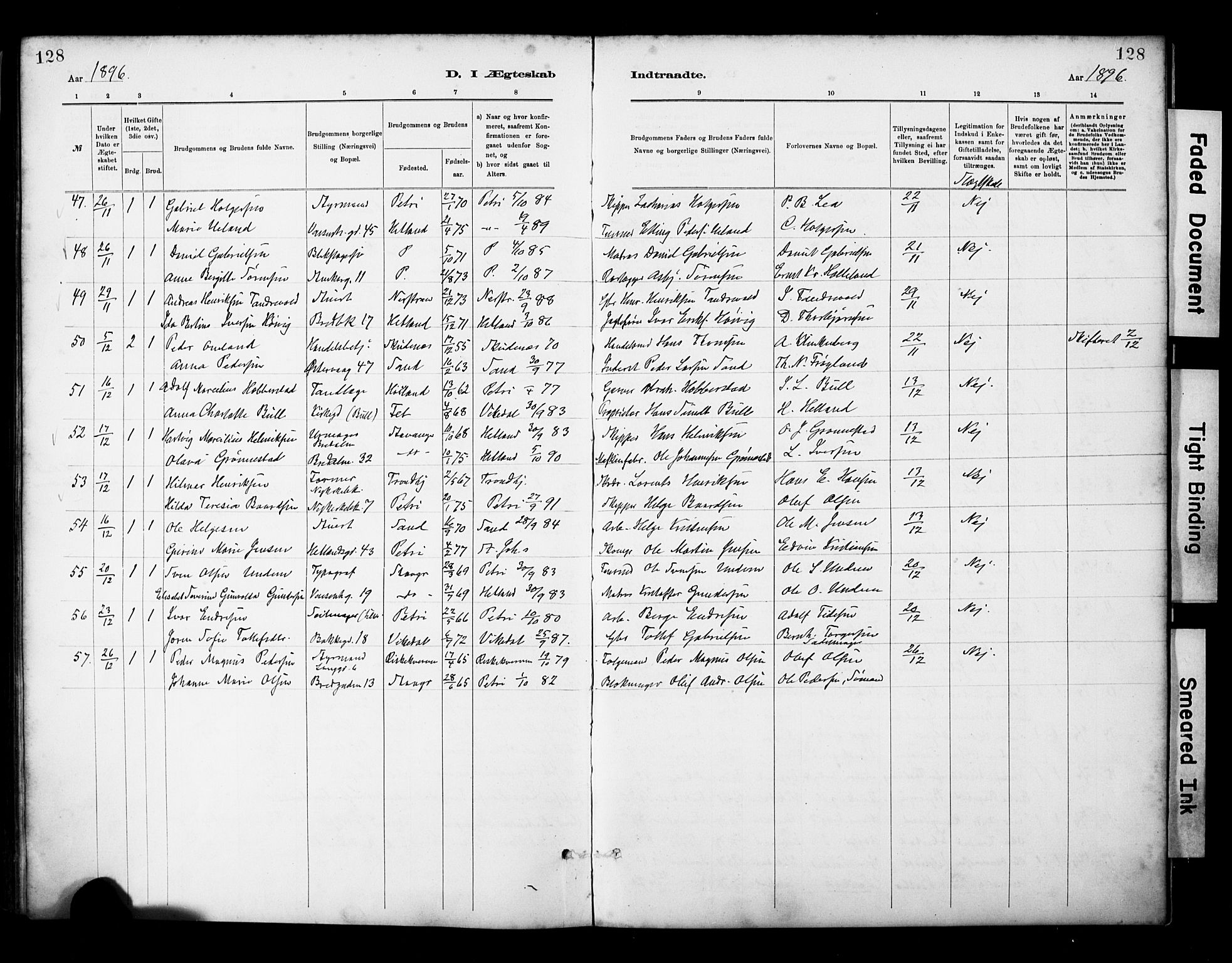 St. Petri sokneprestkontor, SAST/A-101813/001/30/30BA/L0018: Parish register (official) no. A 19, 1879-1900, p. 128