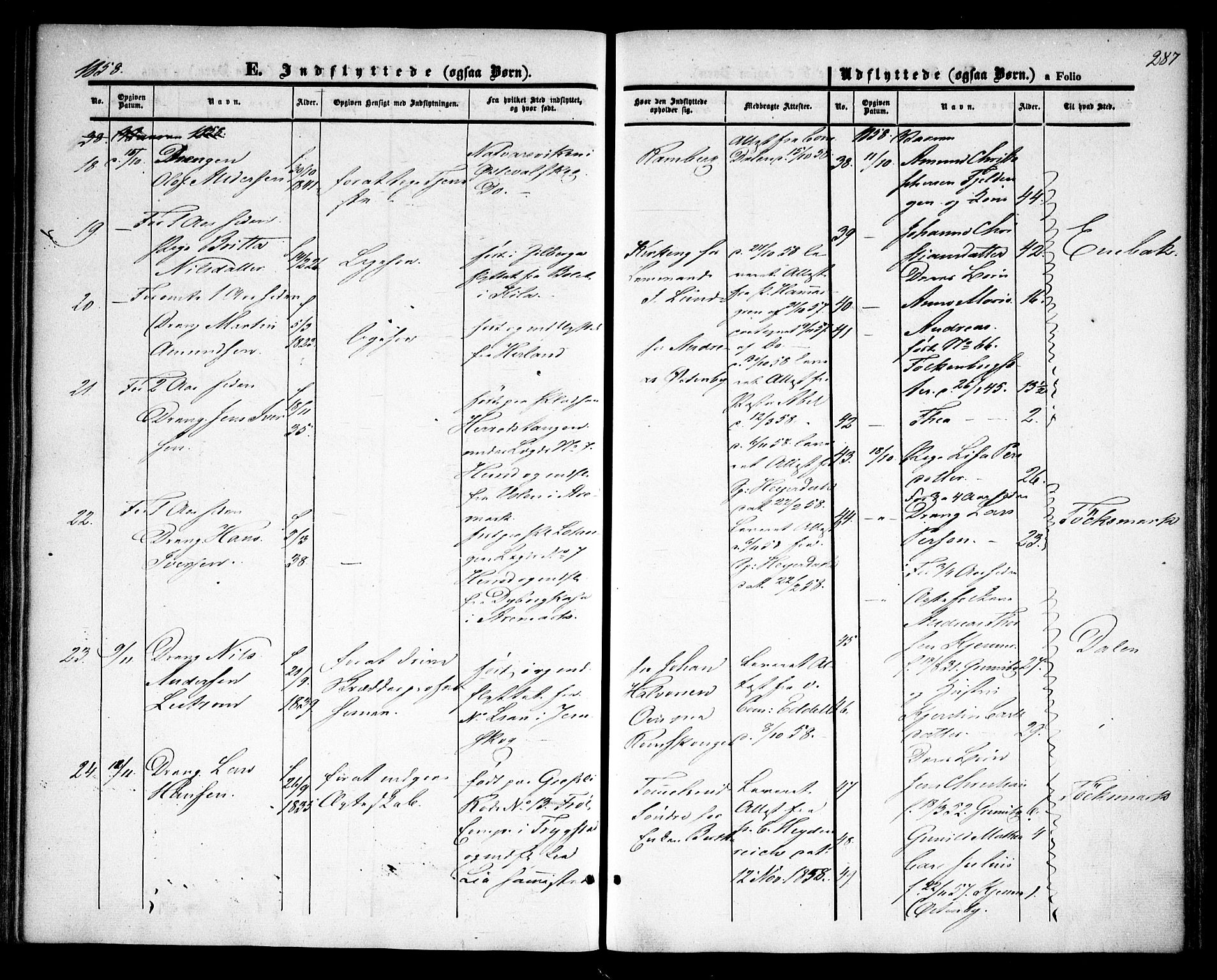 Rødenes prestekontor Kirkebøker, AV/SAO-A-2005/F/Fa/L0006: Parish register (official) no. I 6, 1850-1859, p. 287