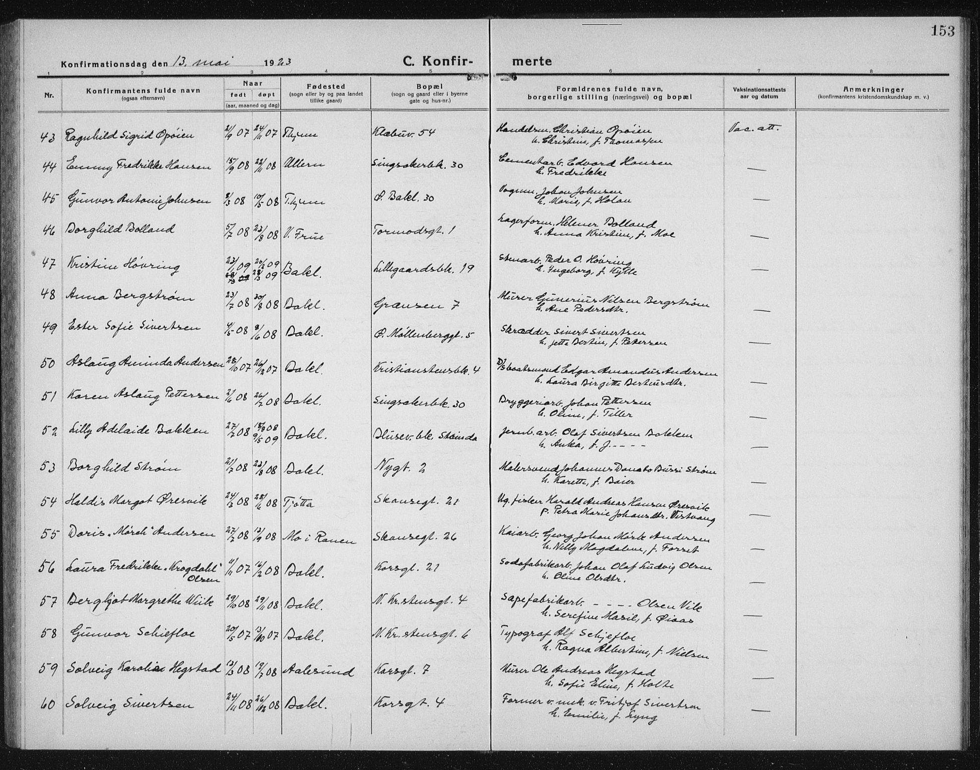 Ministerialprotokoller, klokkerbøker og fødselsregistre - Sør-Trøndelag, AV/SAT-A-1456/604/L0227: Parish register (copy) no. 604C10, 1923-1942, p. 153