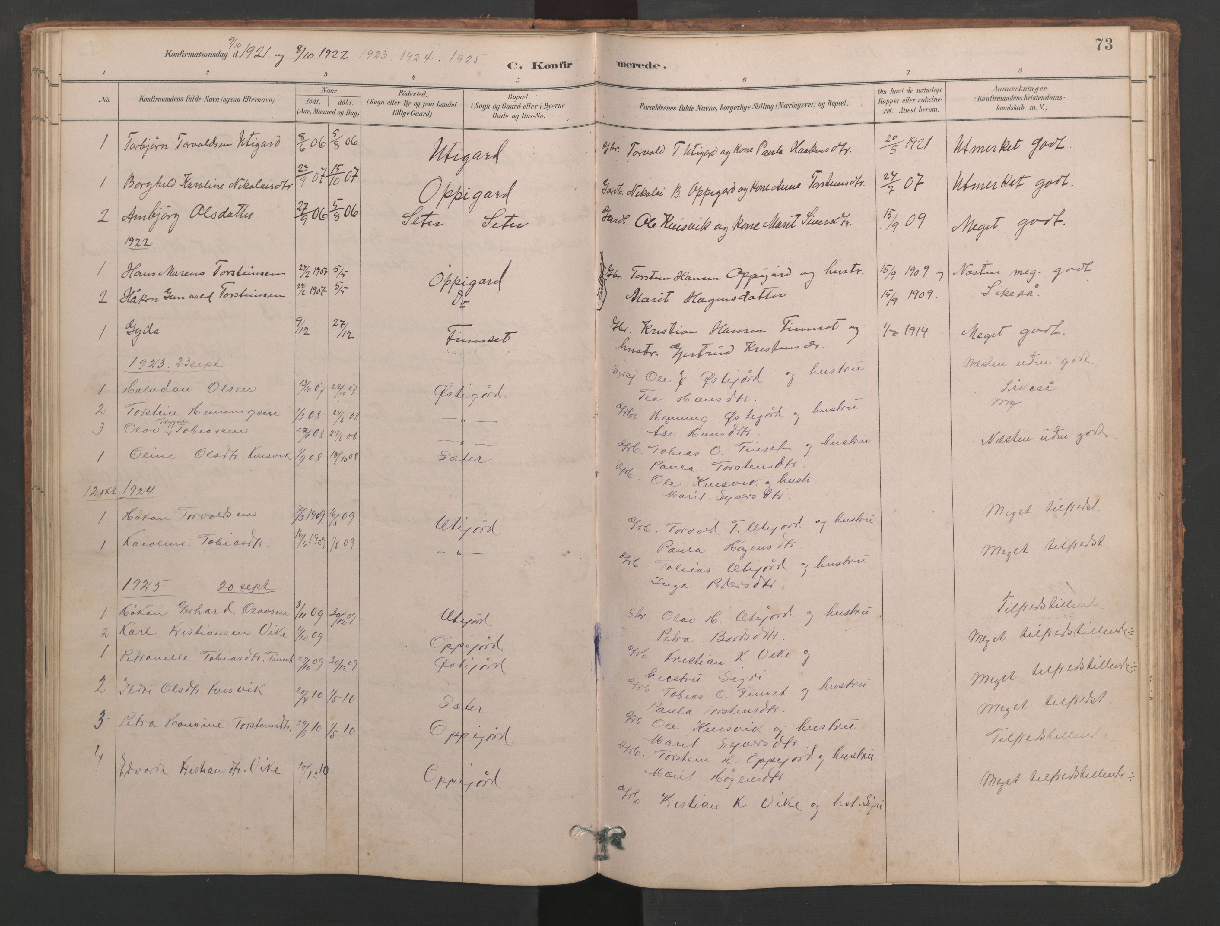 Ministerialprotokoller, klokkerbøker og fødselsregistre - Møre og Romsdal, AV/SAT-A-1454/553/L0642: Parish register (copy) no. 553C01, 1880-1968, p. 73