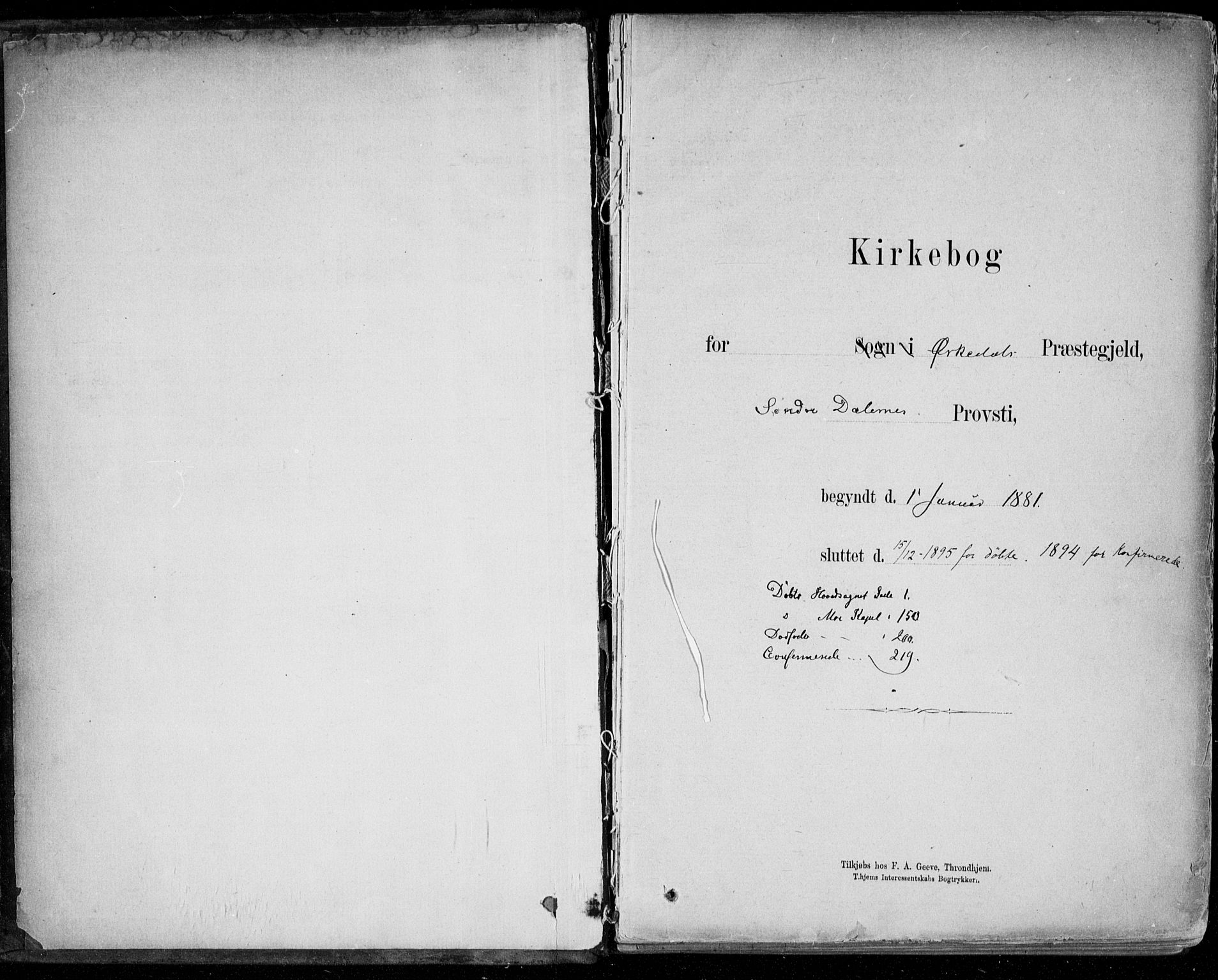 Ministerialprotokoller, klokkerbøker og fødselsregistre - Sør-Trøndelag, SAT/A-1456/668/L0809: Parish register (official) no. 668A09, 1881-1895