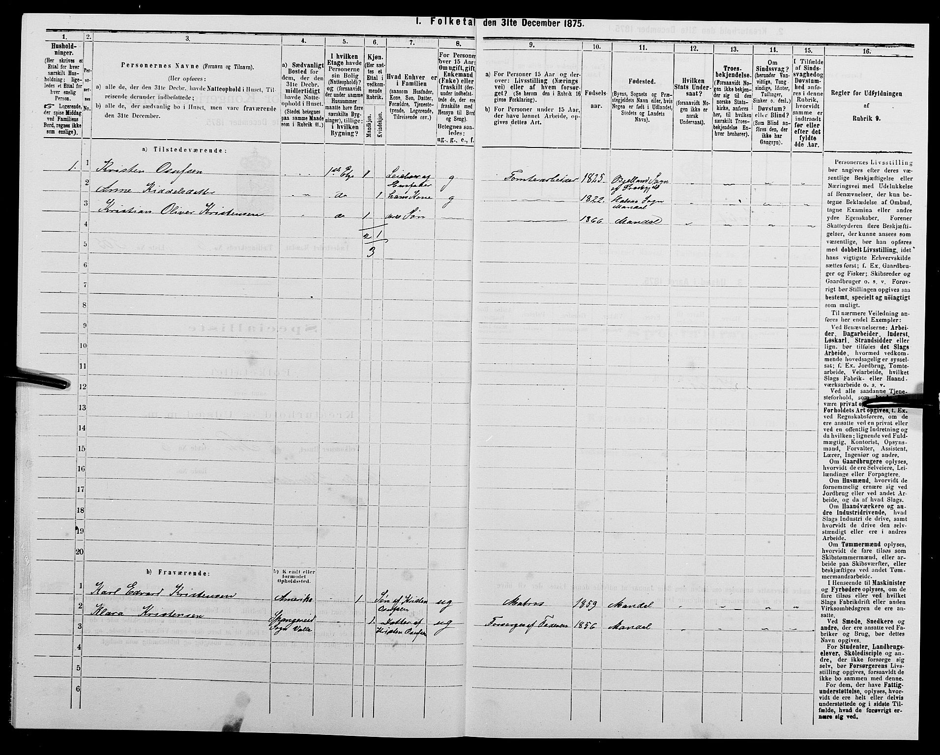 SAK, 1875 census for 1002B Mandal/Mandal, 1875, p. 1062