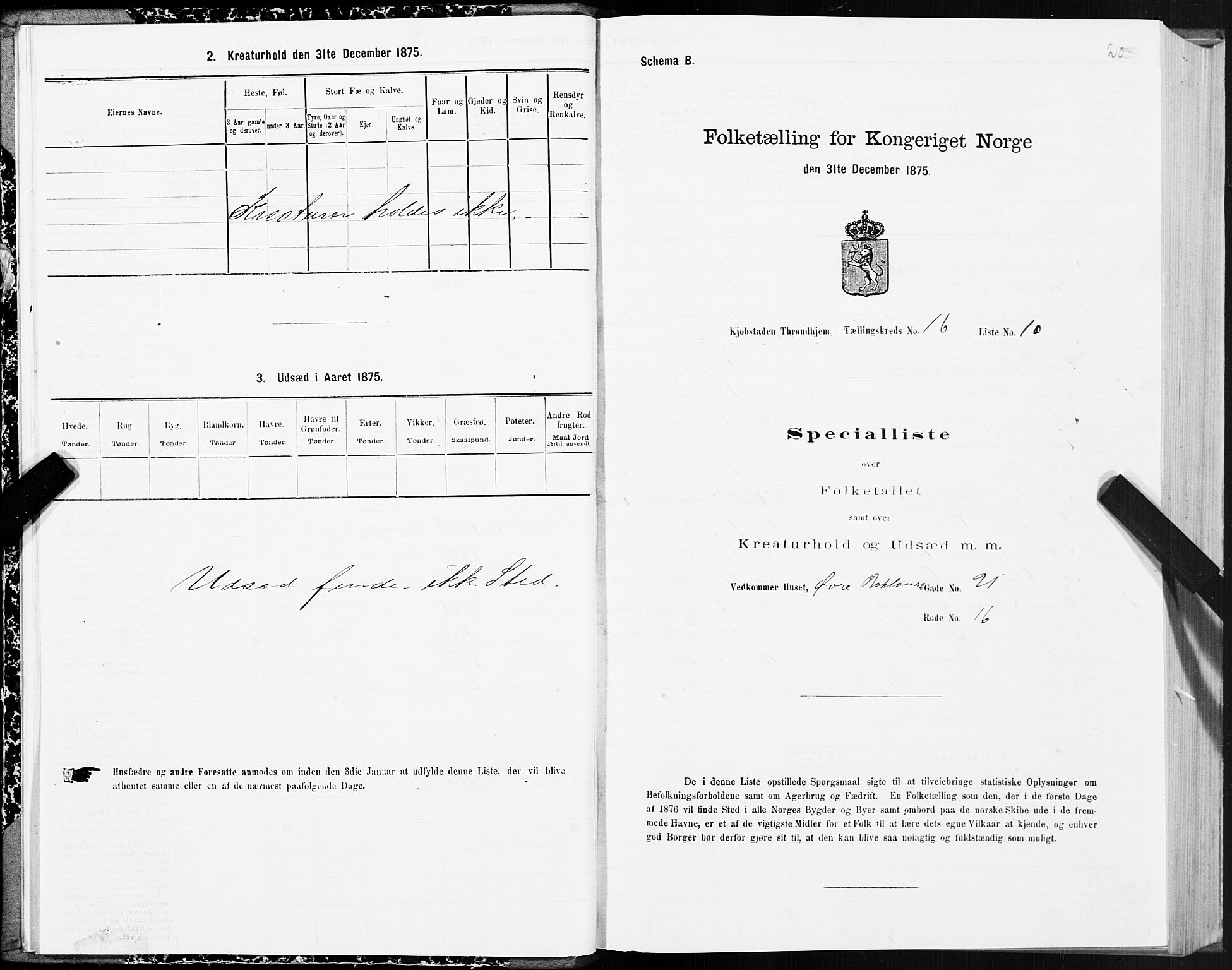 SAT, 1875 census for 1601 Trondheim, 1875, p. 9020