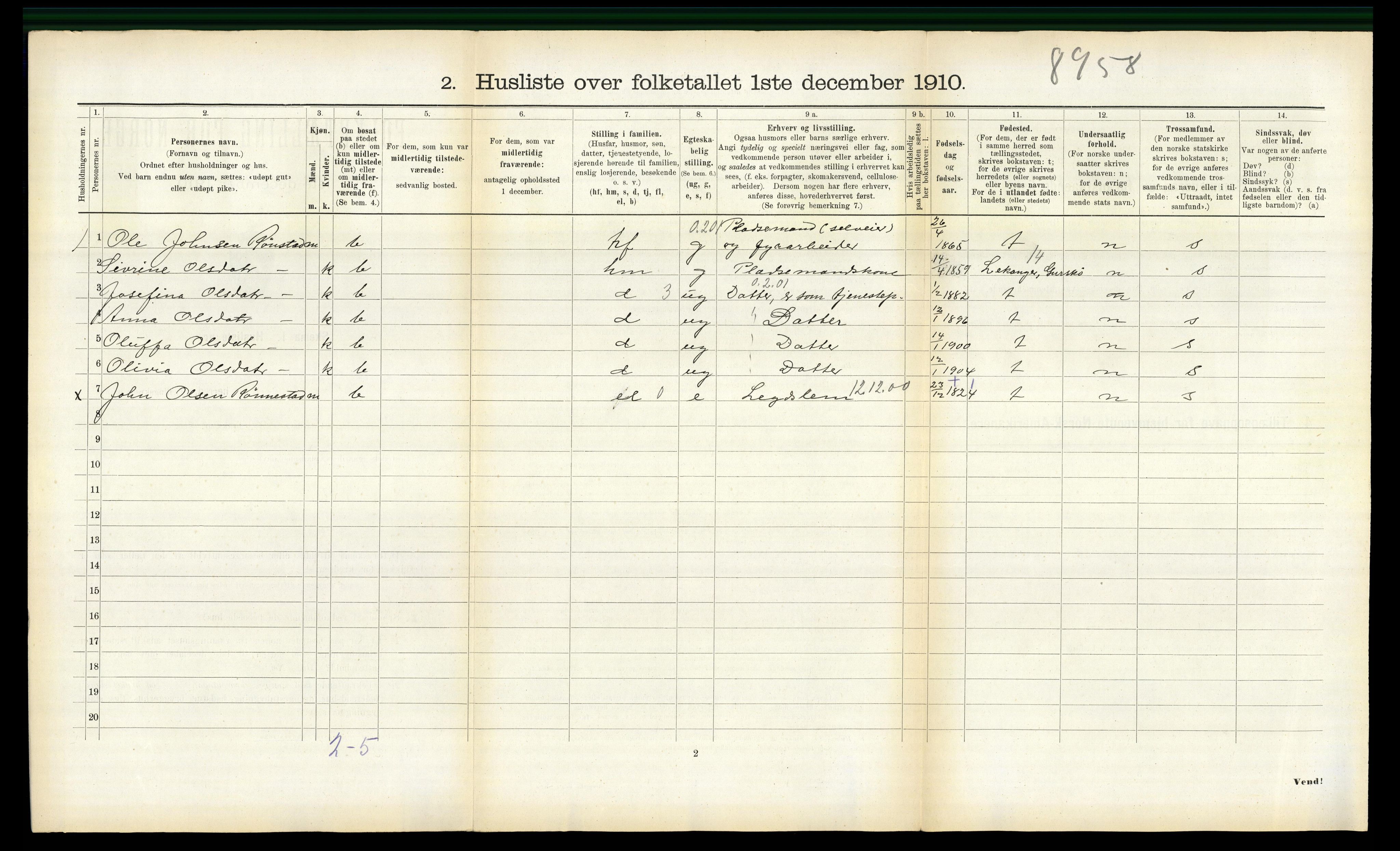 RA, 1910 census for Volda, 1910, p. 1347