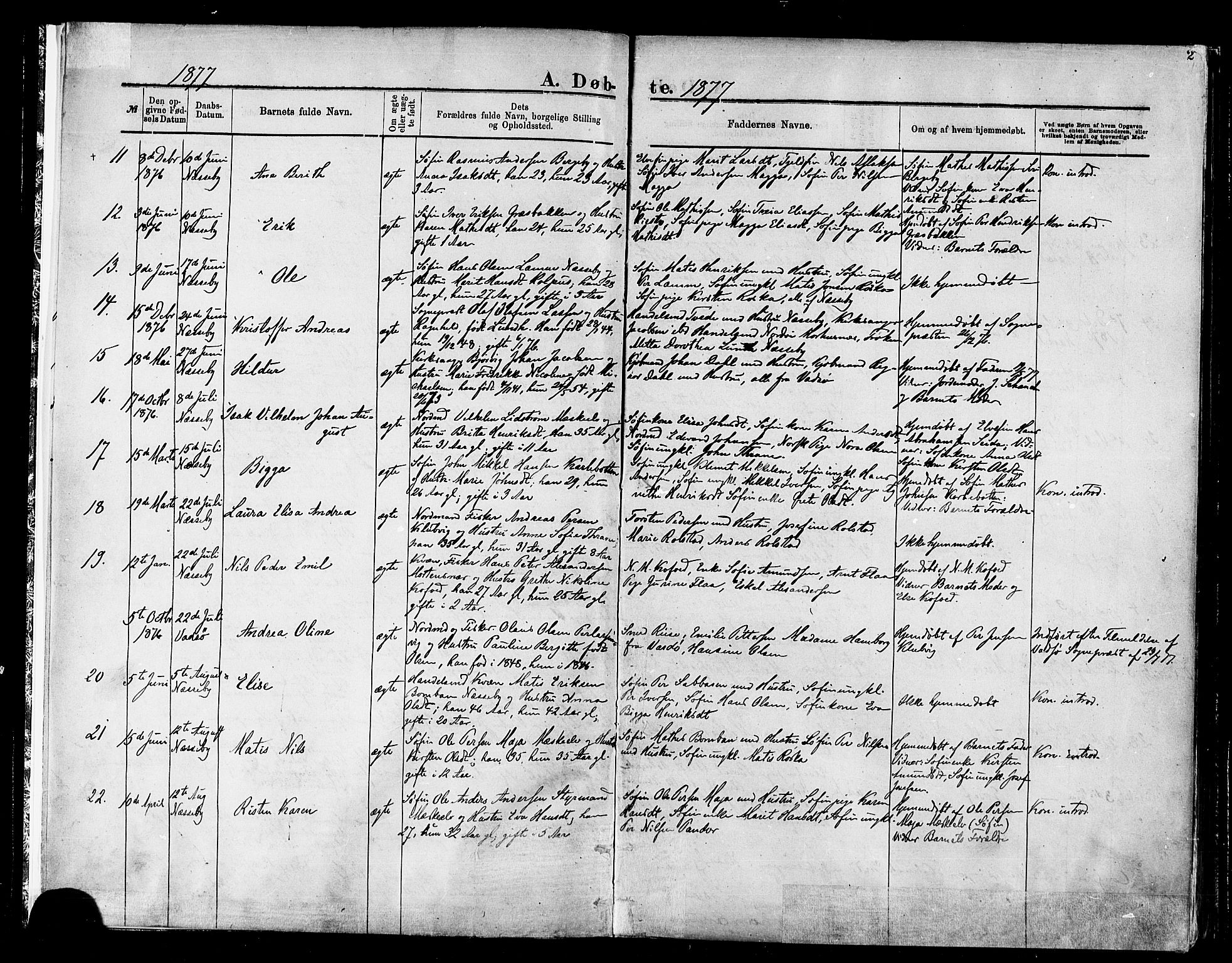 Nesseby sokneprestkontor, AV/SATØ-S-1330/H/Ha/L0004kirke: Parish register (official) no. 4, 1877-1884, p. 2