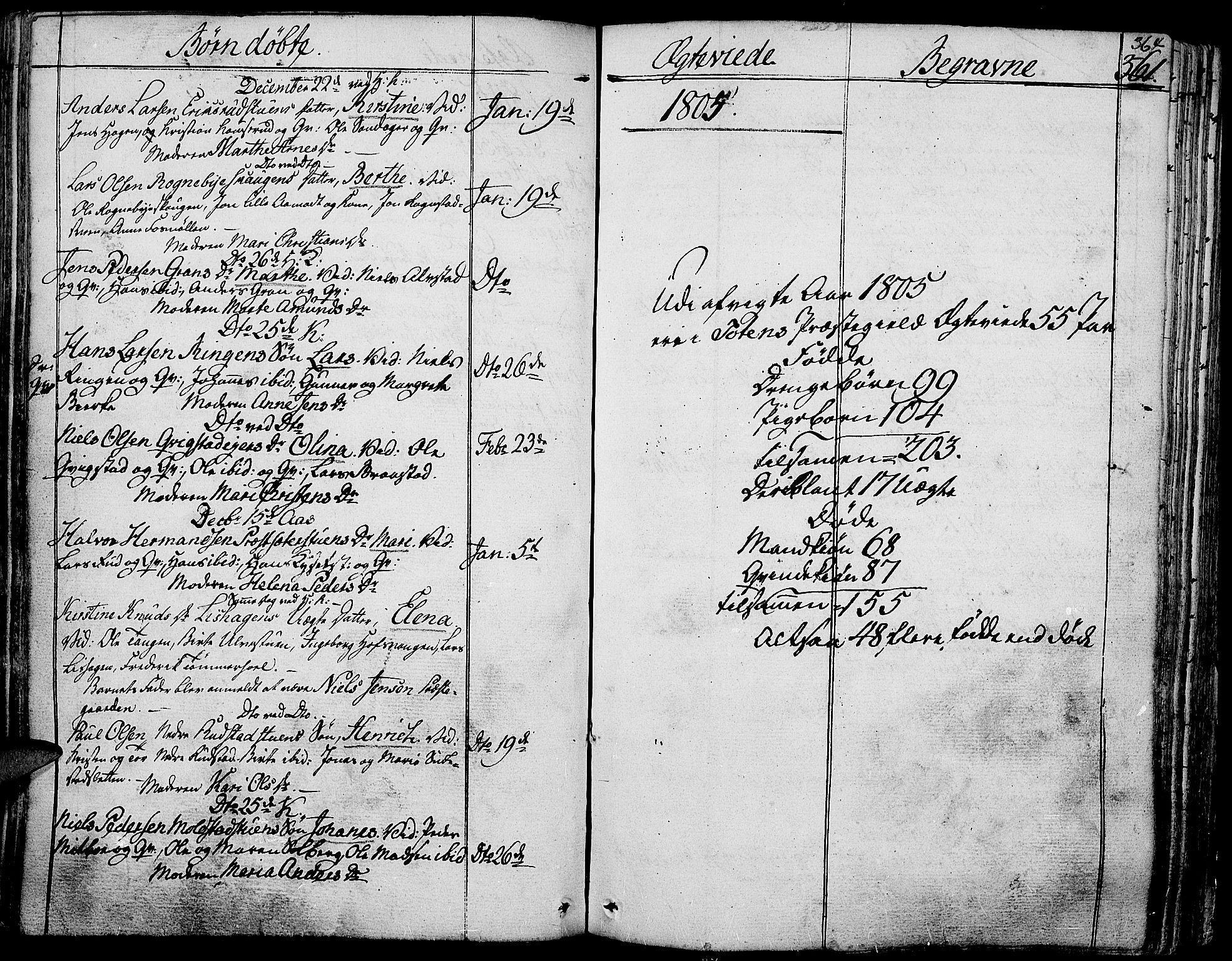 Toten prestekontor, SAH/PREST-102/H/Ha/Haa/L0007: Parish register (official) no. 7, 1794-1809, p. 364