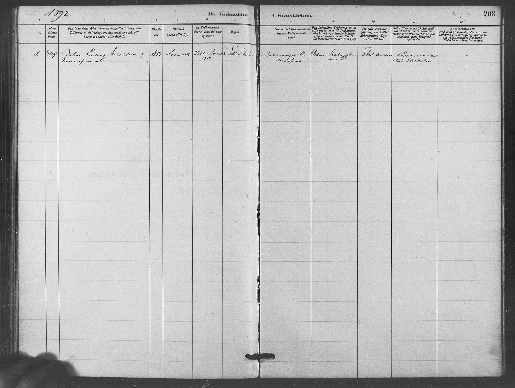 Kråkstad prestekontor Kirkebøker, AV/SAO-A-10125a/F/Fb/L0001: Parish register (official) no. II 1, 1880-1892, p. 203