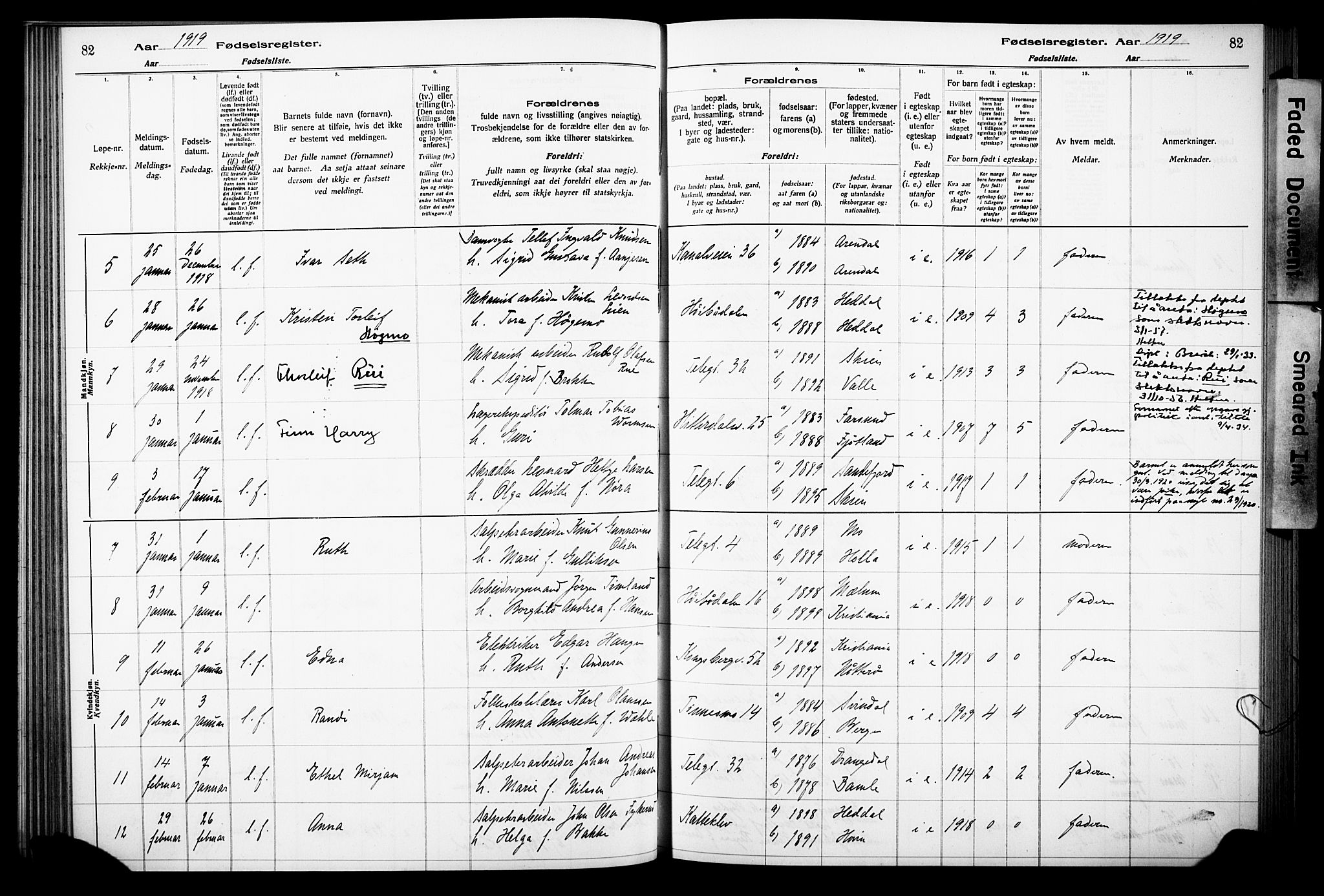 Notodden kirkebøker, SAKO/A-290/J/Ja/L0001: Birth register no. 1, 1916-1924, p. 82