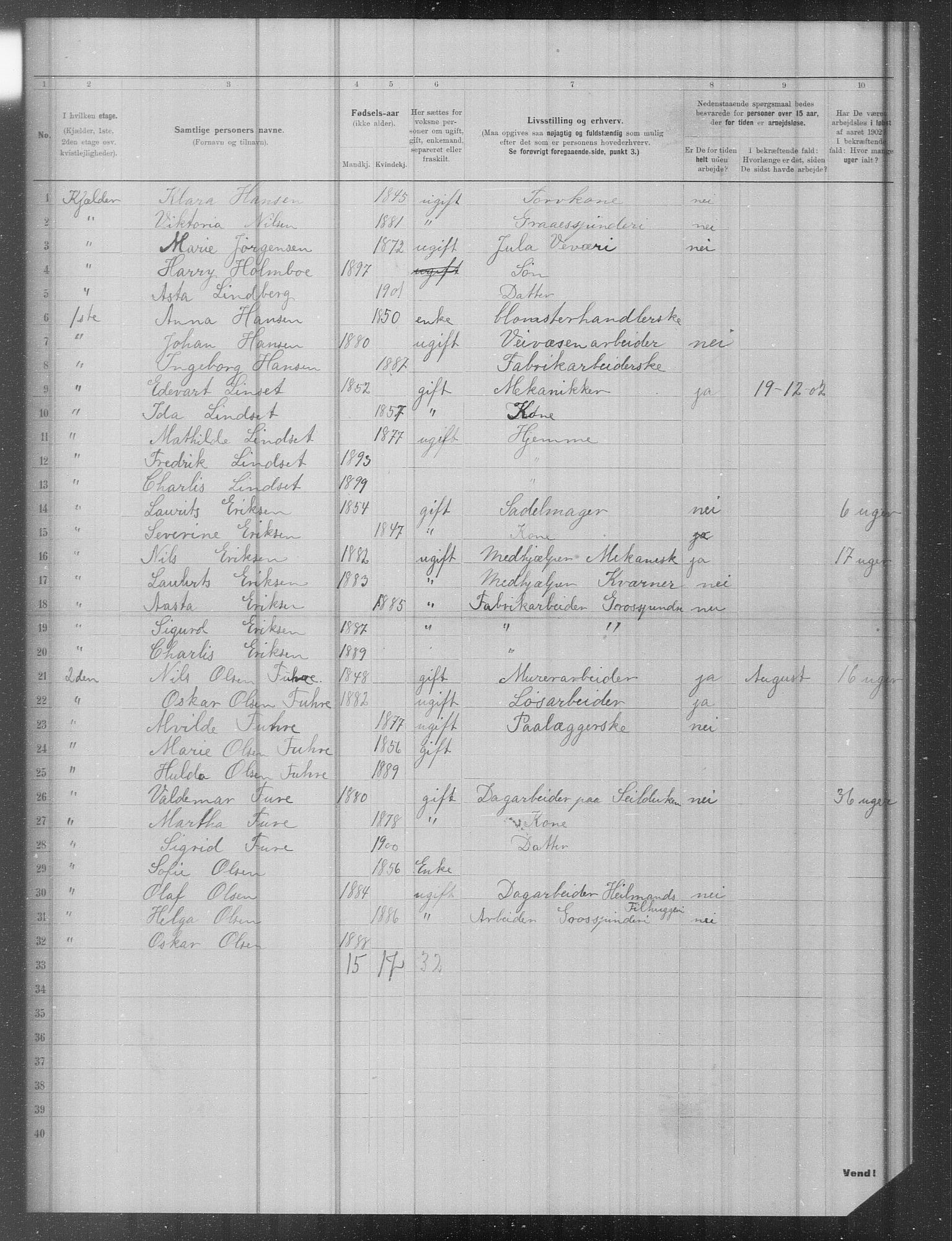 OBA, Municipal Census 1902 for Kristiania, 1902, p. 12312