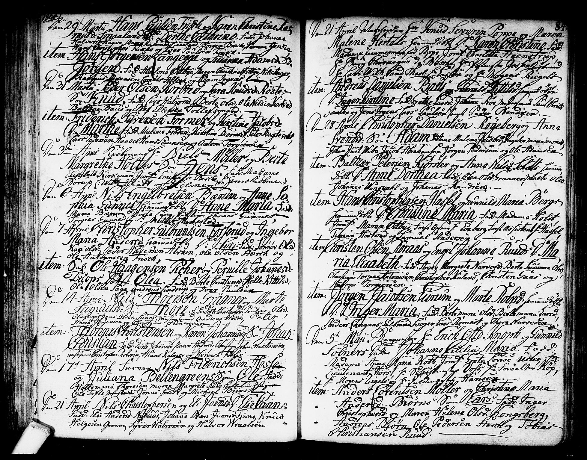 Kongsberg kirkebøker, SAKO/A-22/F/Fa/L0007: Parish register (official) no. I 7, 1795-1816, p. 84