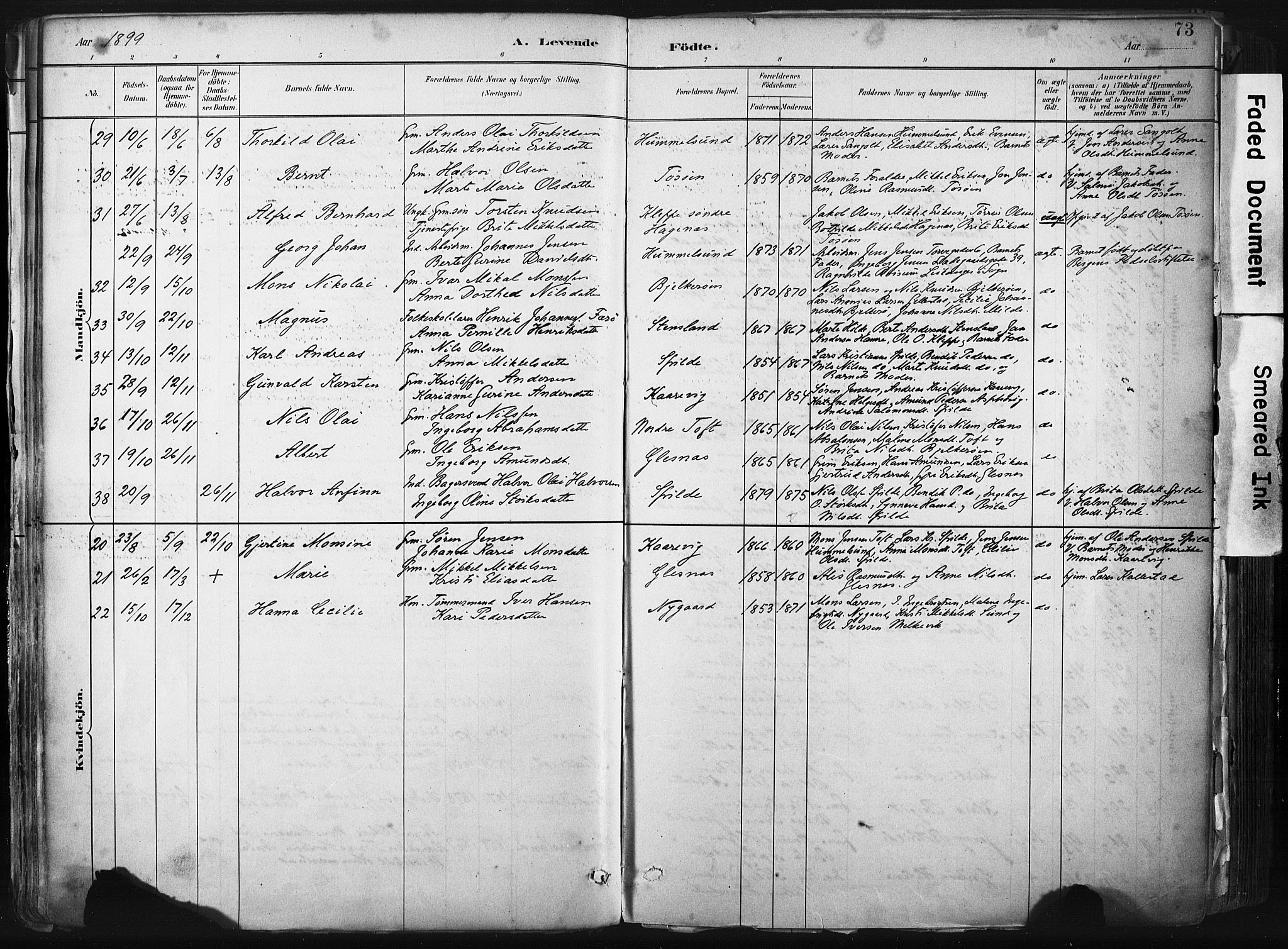 Sund sokneprestembete, SAB/A-99930: Parish register (official) no. B 1, 1882-1907, p. 73