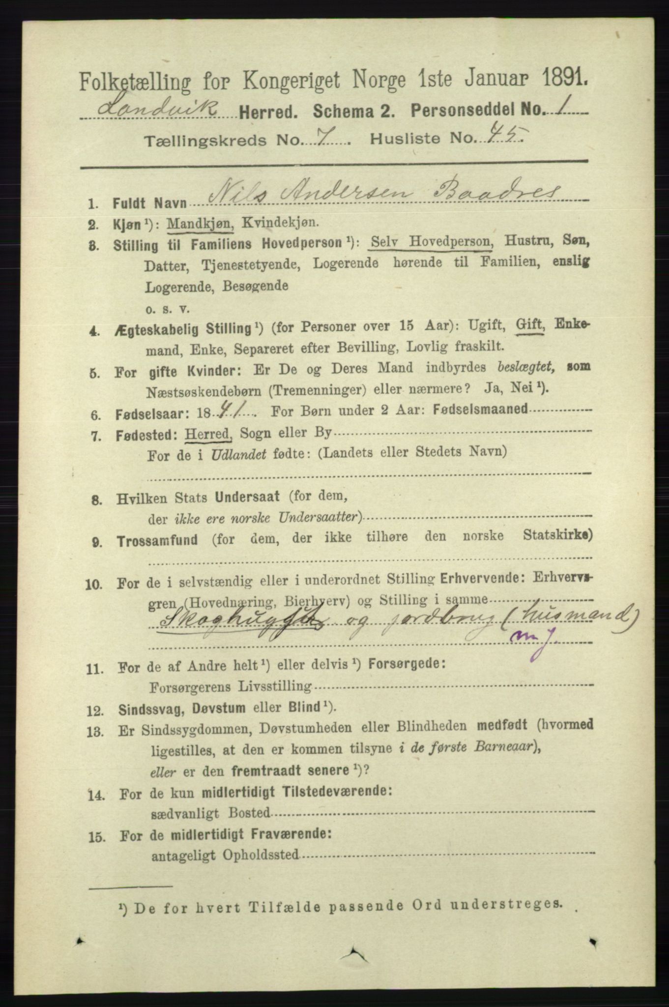 RA, 1891 census for 0924 Landvik, 1891, p. 3027