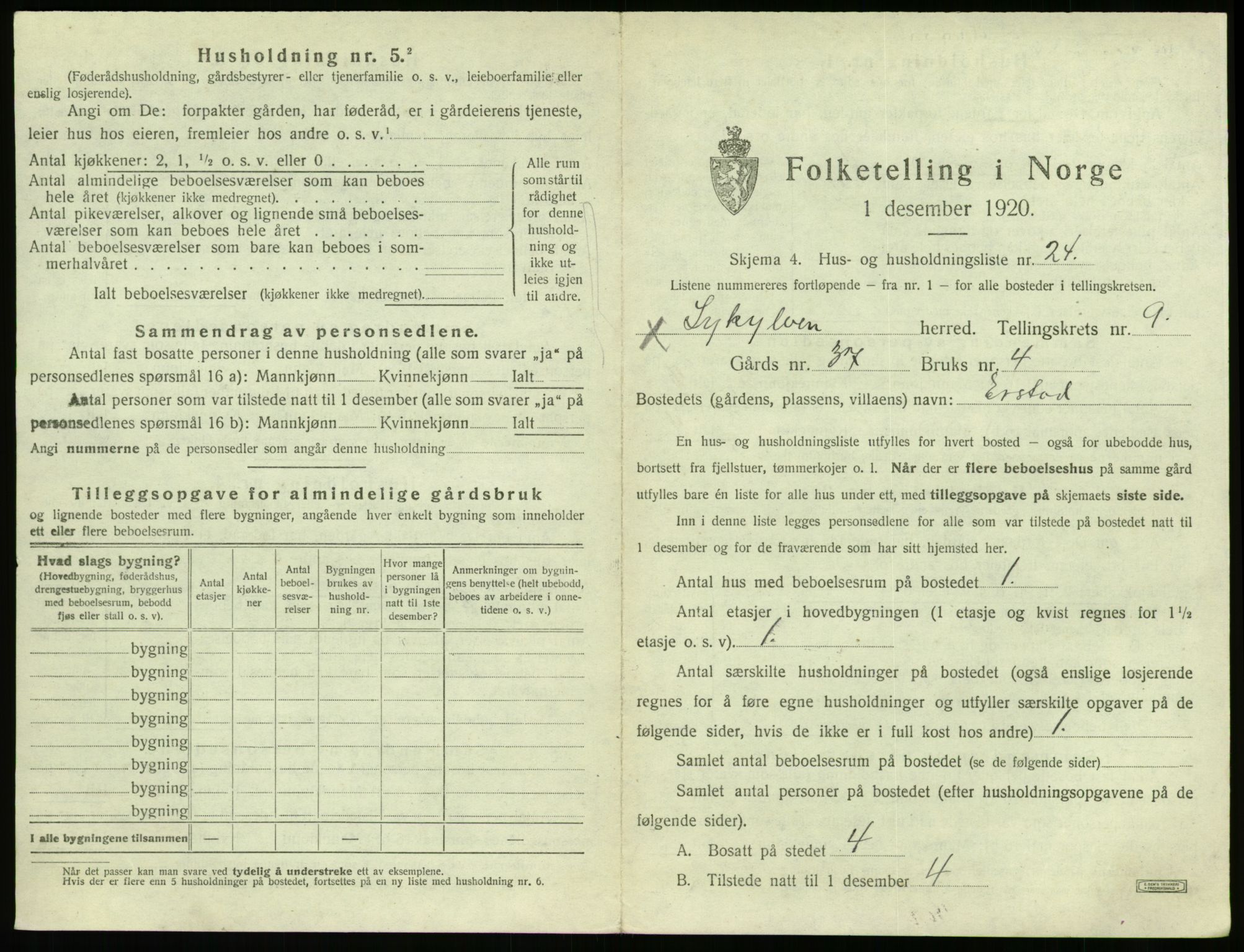 SAT, 1920 census for Sykkylven, 1920, p. 709