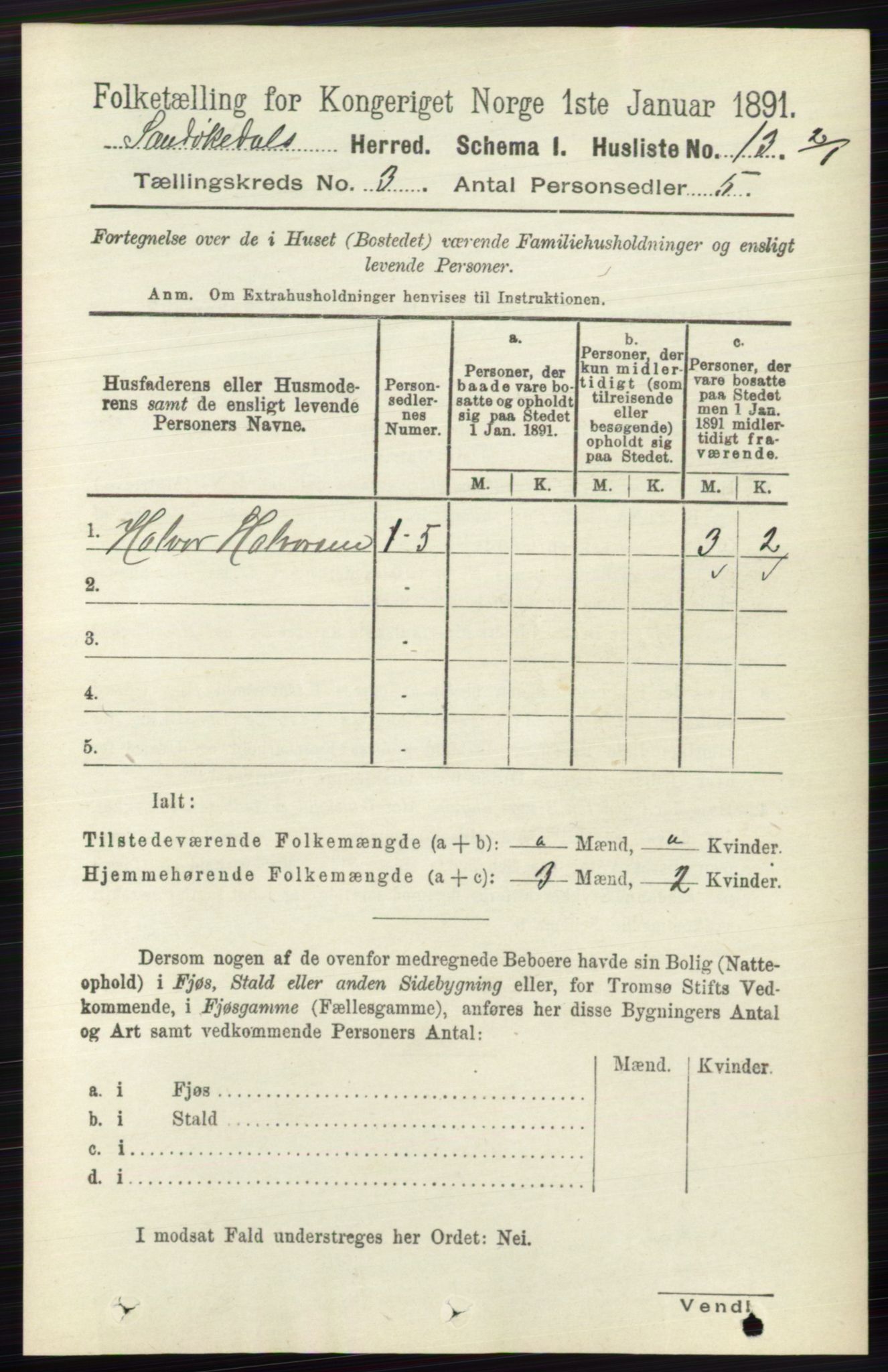 RA, 1891 census for 0816 Sannidal, 1891, p. 752