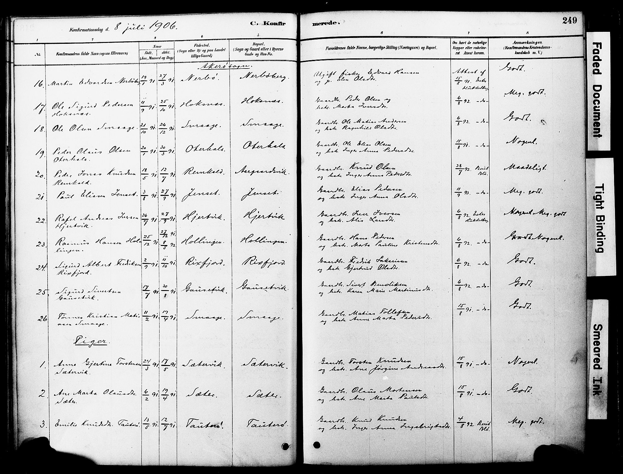 Ministerialprotokoller, klokkerbøker og fødselsregistre - Møre og Romsdal, AV/SAT-A-1454/560/L0721: Parish register (official) no. 560A05, 1878-1917, p. 249