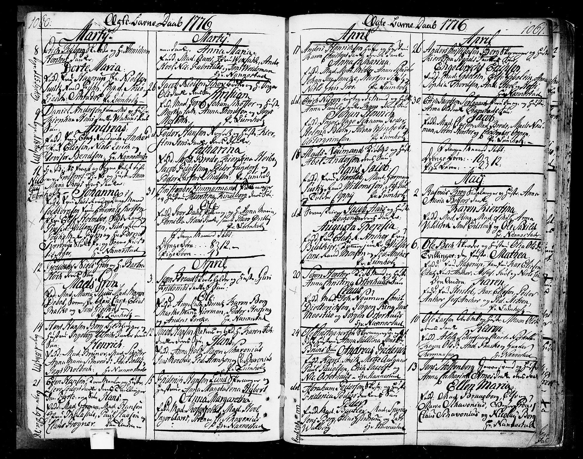 Oslo domkirke Kirkebøker, SAO/A-10752/F/Fa/L0004: Parish register (official) no. 4, 1743-1786, p. 1060-1061