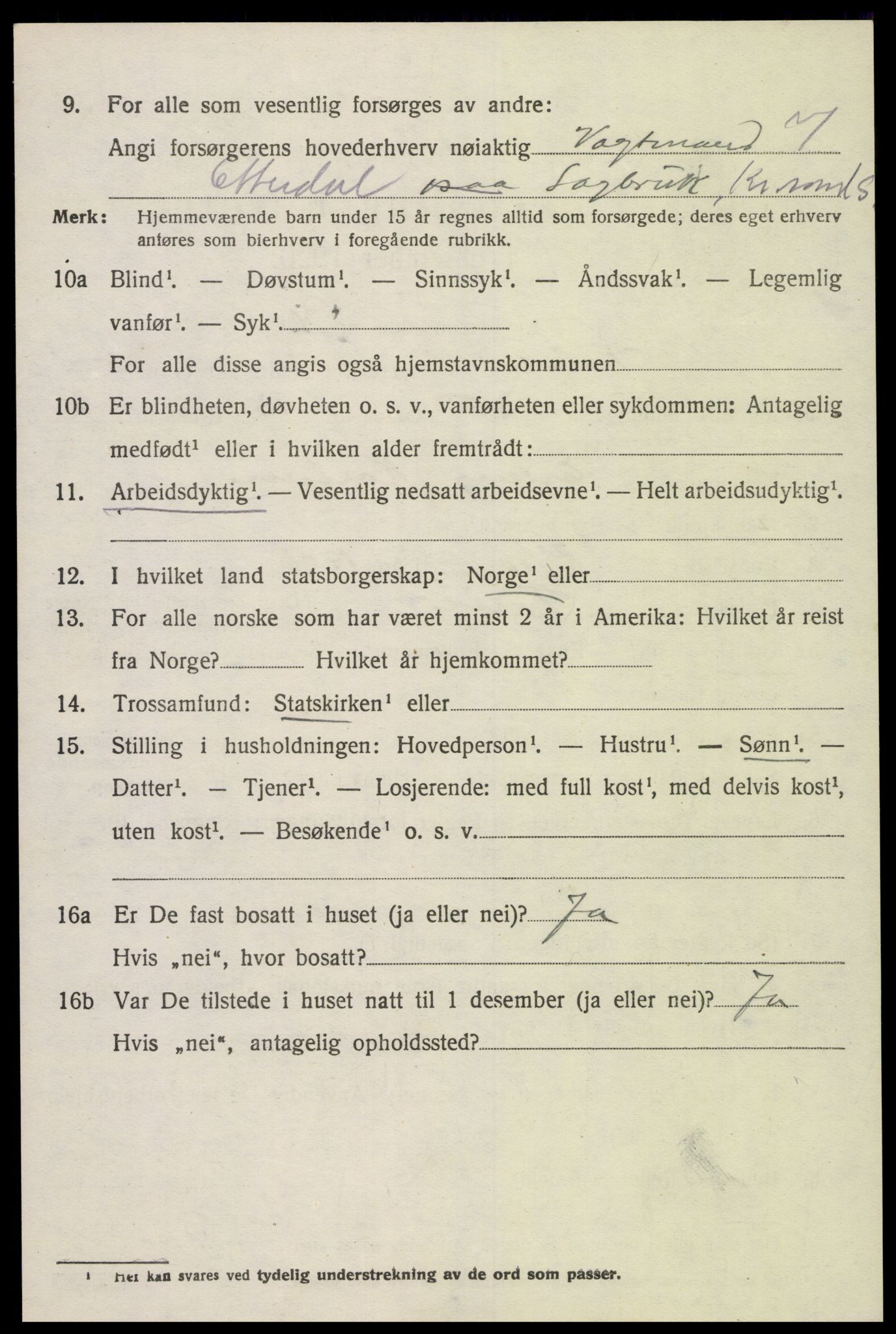 SAK, 1920 census for Tveit, 1920, p. 2755