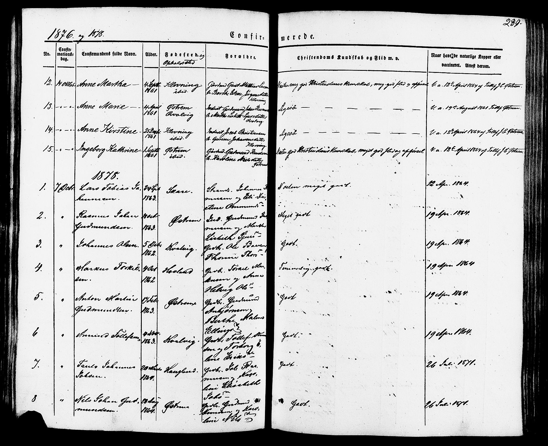 Torvastad sokneprestkontor, AV/SAST-A -101857/H/Ha/Haa/L0007: Parish register (official) no. A 7, 1838-1882, p. 239