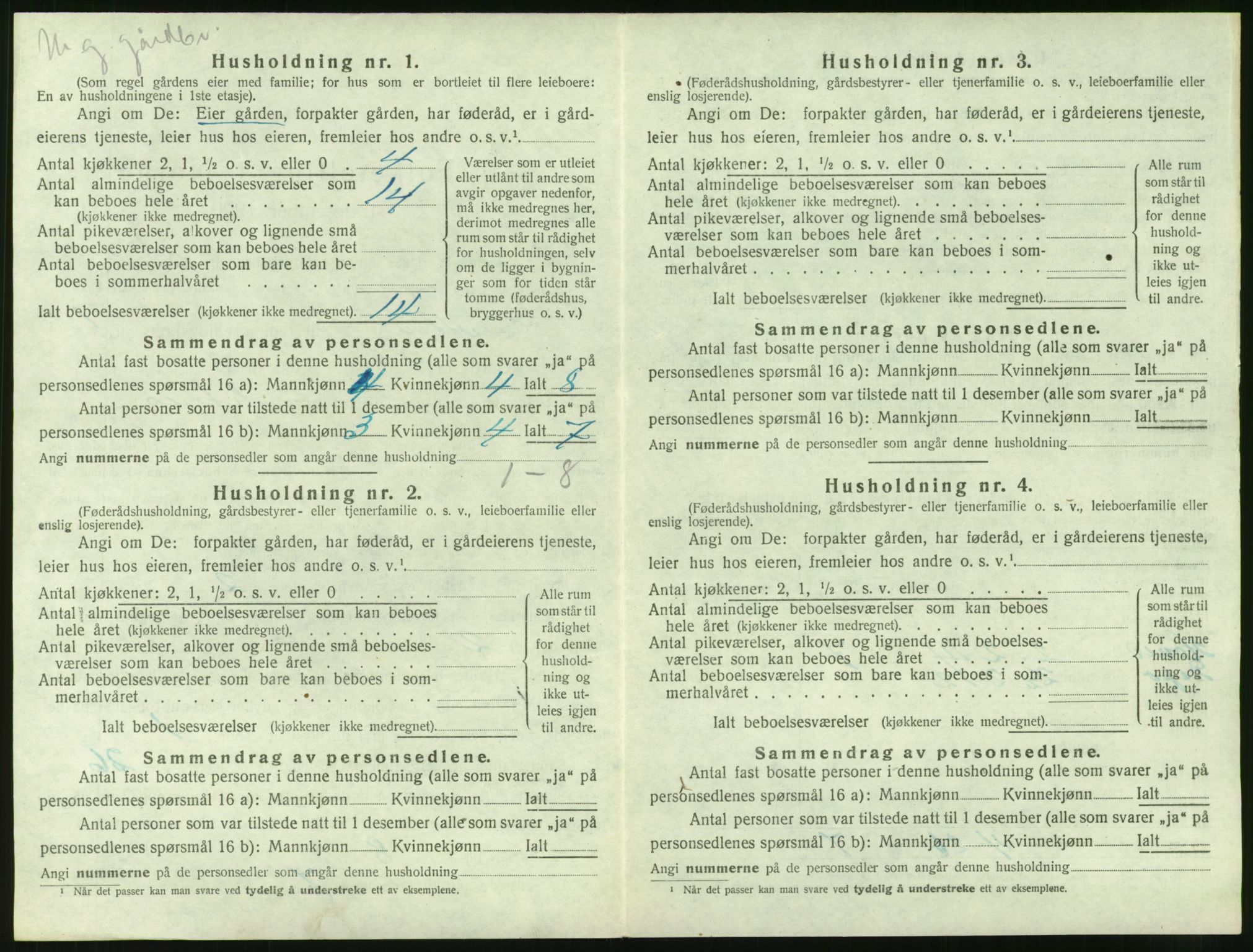 SAT, 1920 census for Grytten, 1920, p. 205