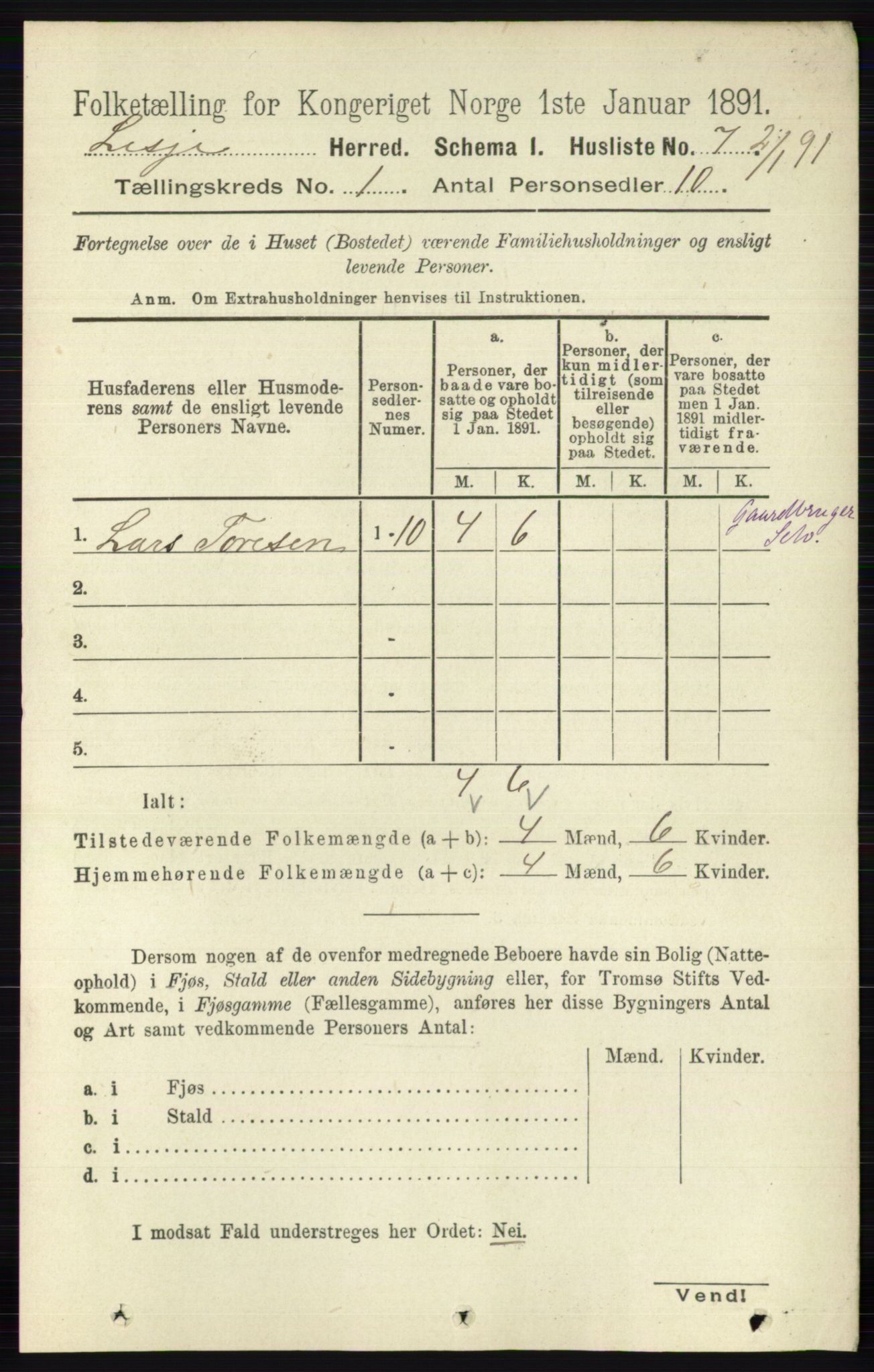 RA, 1891 census for 0512 Lesja, 1891, p. 29