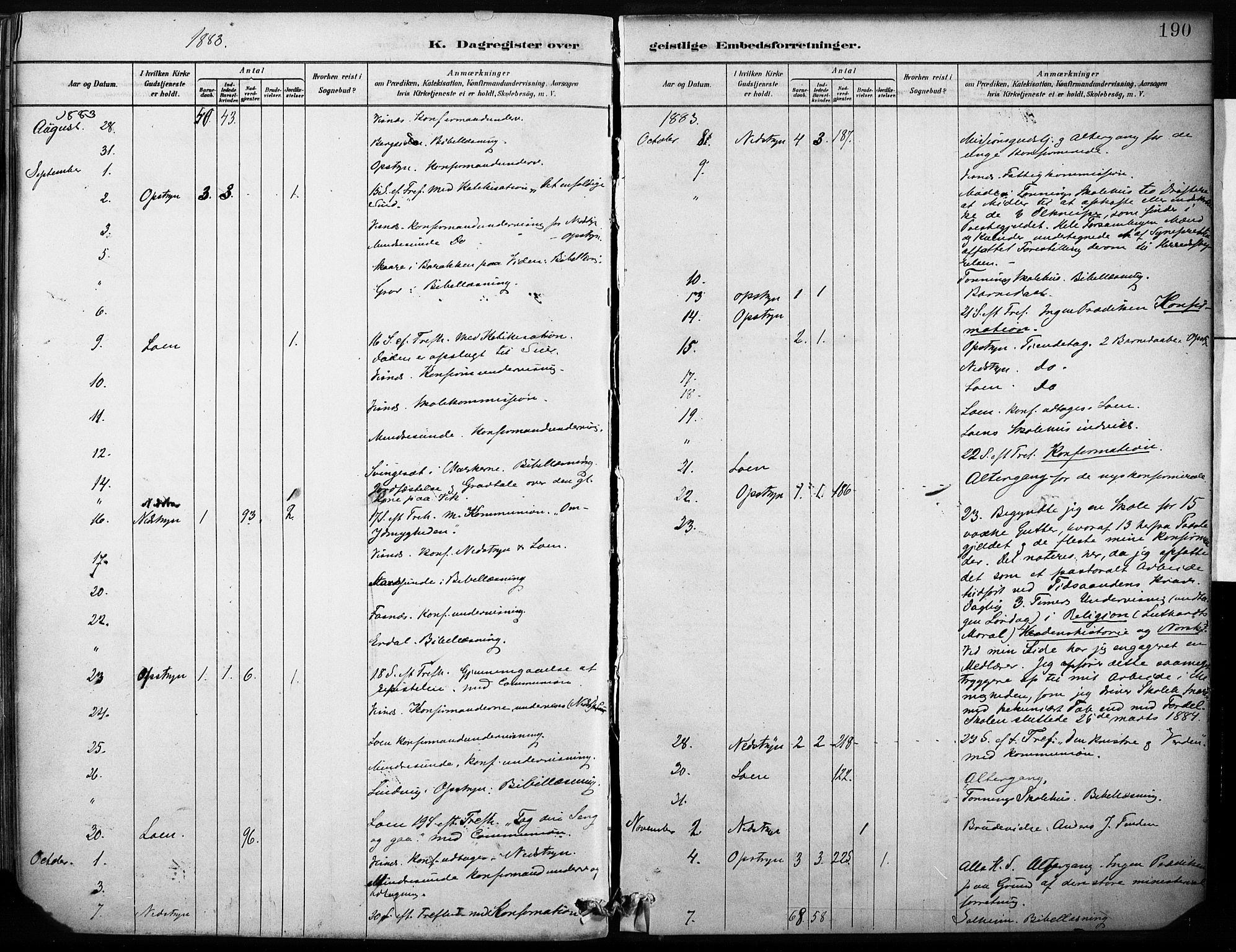 Stryn Sokneprestembete, AV/SAB-A-82501: Parish register (official) no. B 1, 1878-1907, p. 190