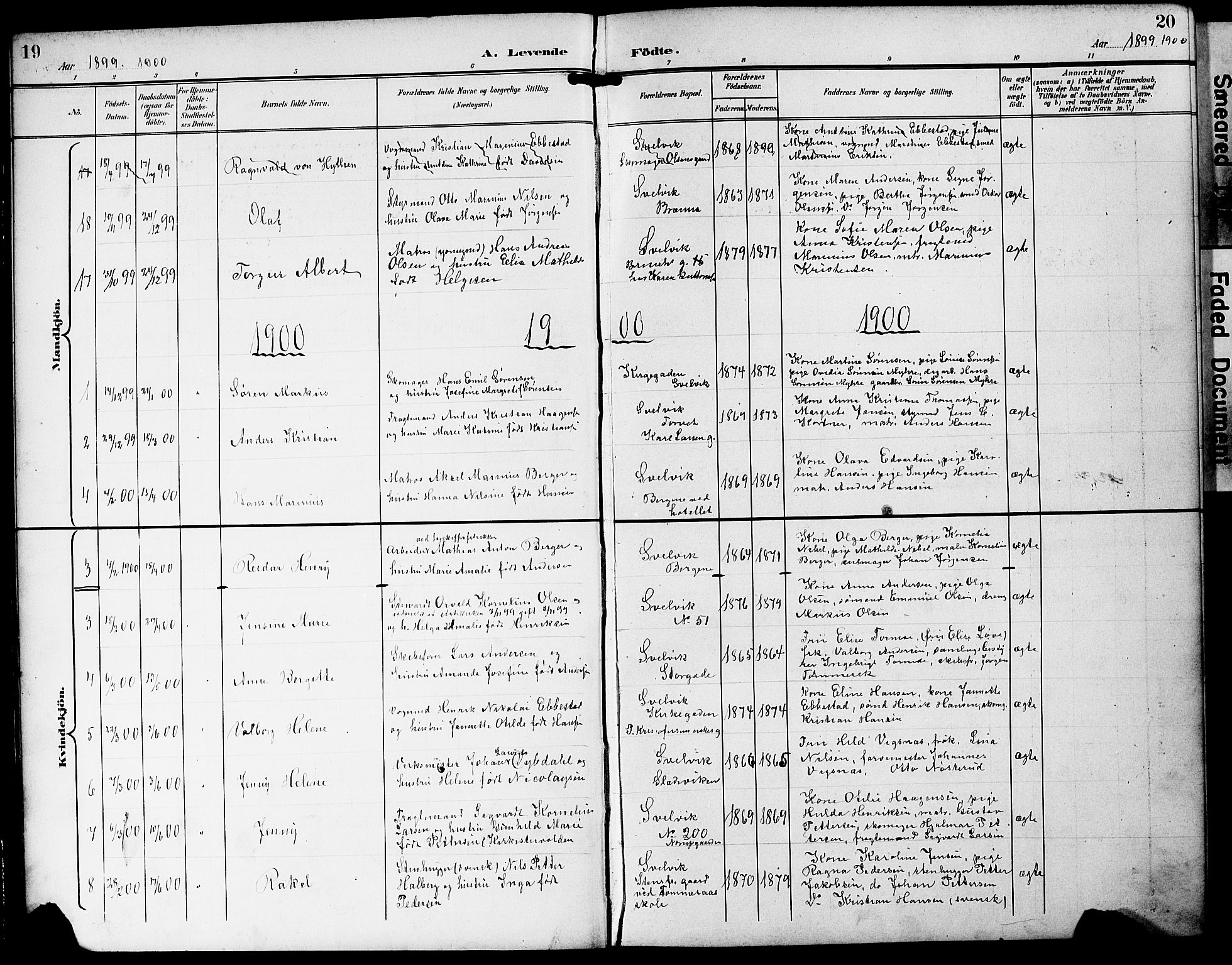 Strømm kirkebøker, AV/SAKO-A-322/G/Gb/L0002: Parish register (copy) no. II 2, 1897-1928, p. 19-20