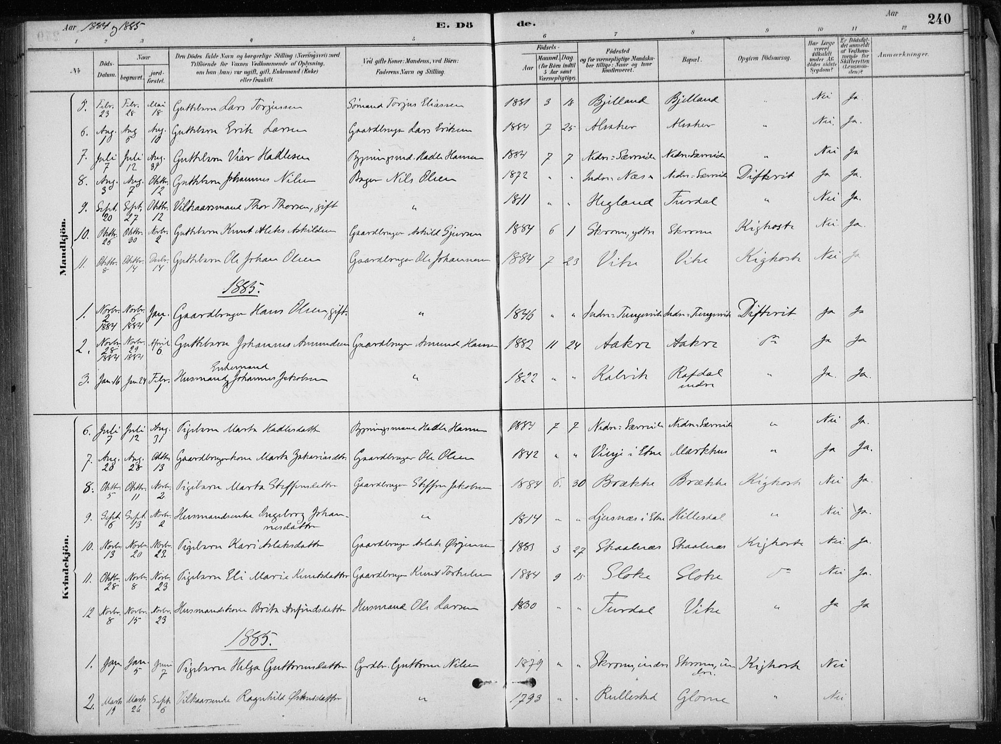 Skånevik sokneprestembete, AV/SAB-A-77801/H/Haa: Parish register (official) no. E  1, 1879-1901, p. 240