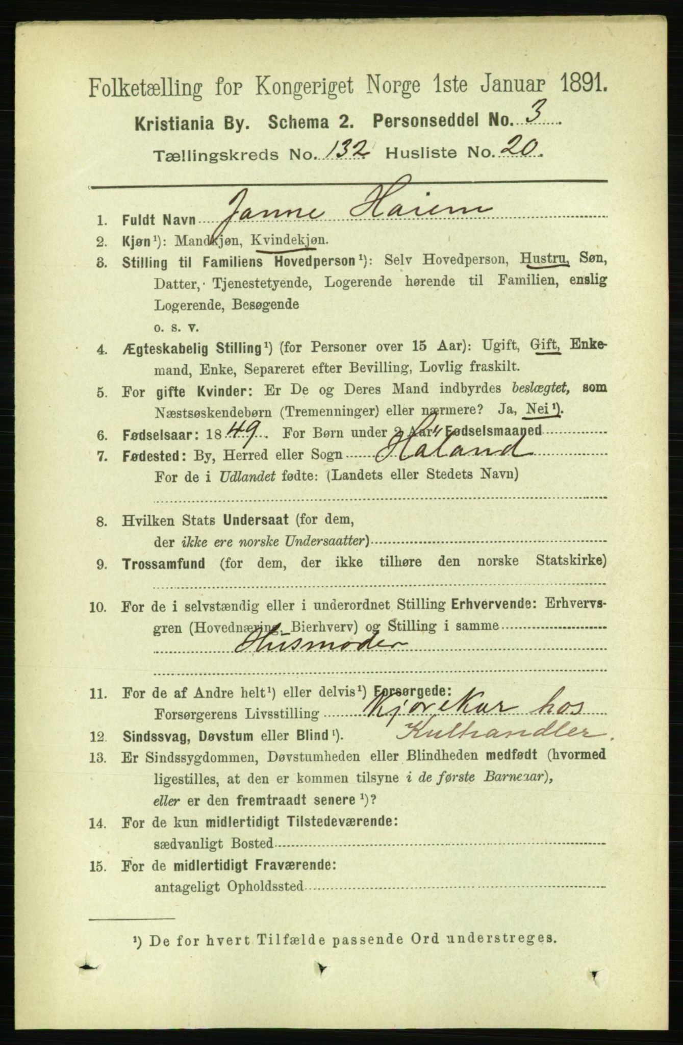 RA, 1891 census for 0301 Kristiania, 1891, p. 71723