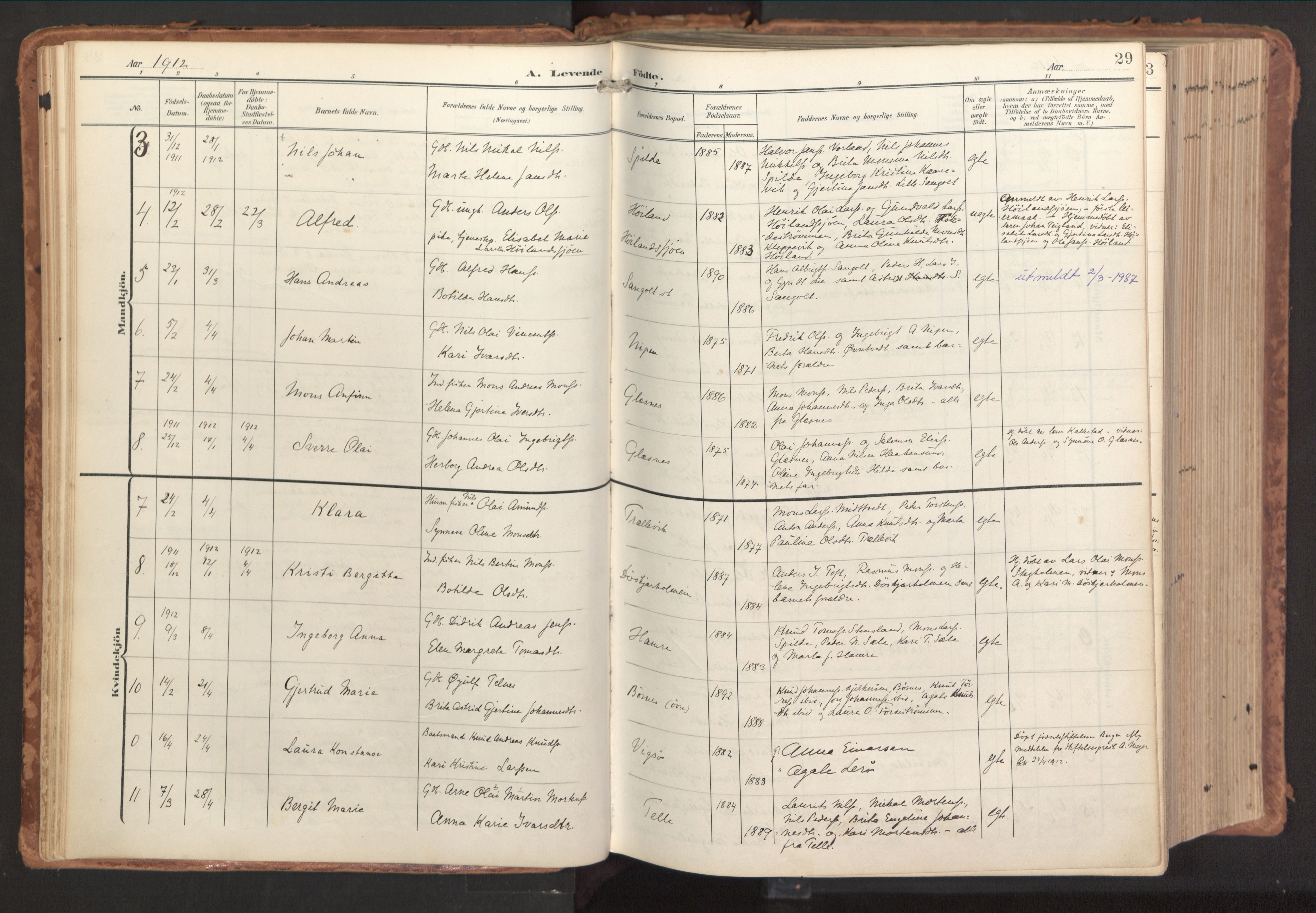 Sund sokneprestembete, AV/SAB-A-99930: Parish register (official) no. B 2, 1907-1926, p. 29