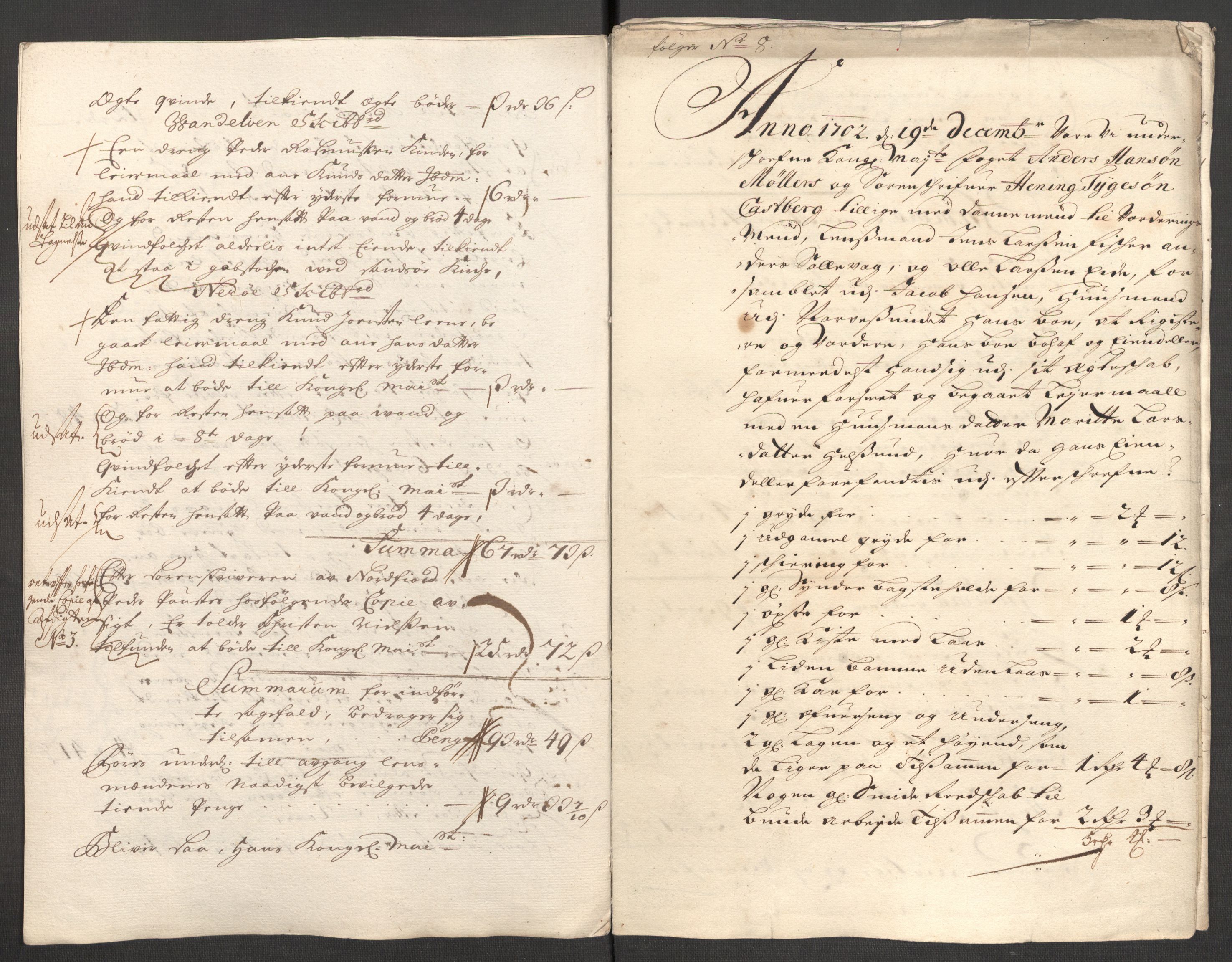 Rentekammeret inntil 1814, Reviderte regnskaper, Fogderegnskap, AV/RA-EA-4092/R54/L3559: Fogderegnskap Sunnmøre, 1702-1703, p. 339