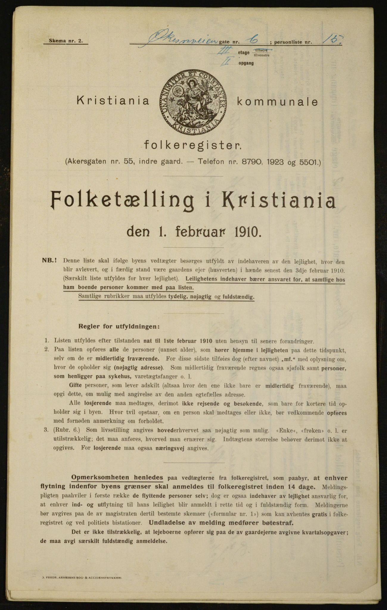 OBA, Municipal Census 1910 for Kristiania, 1910, p. 122072