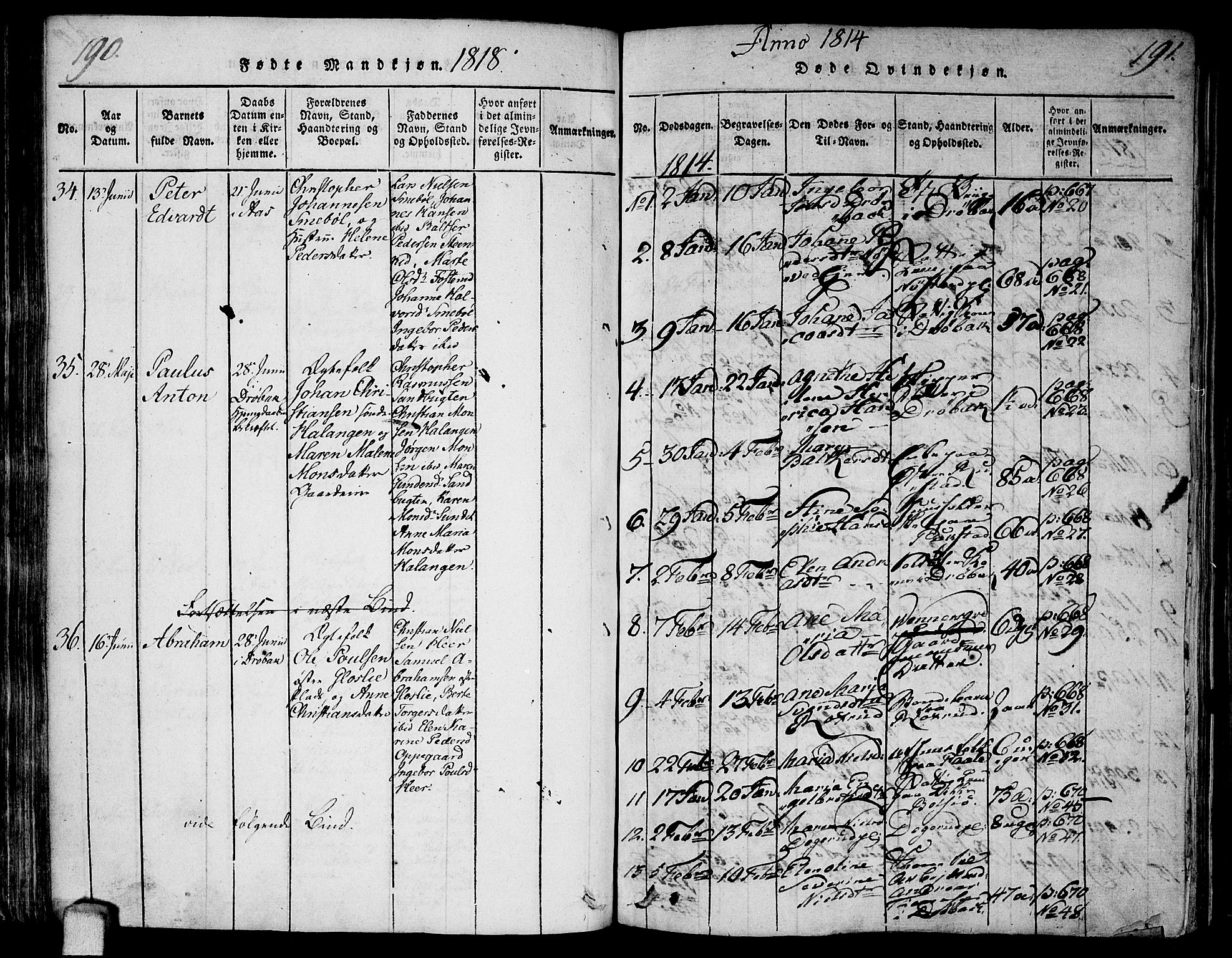 Ås prestekontor Kirkebøker, SAO/A-10894/F/Fa/L0003: Parish register (official) no. I 3, 1814-1818, p. 190-191