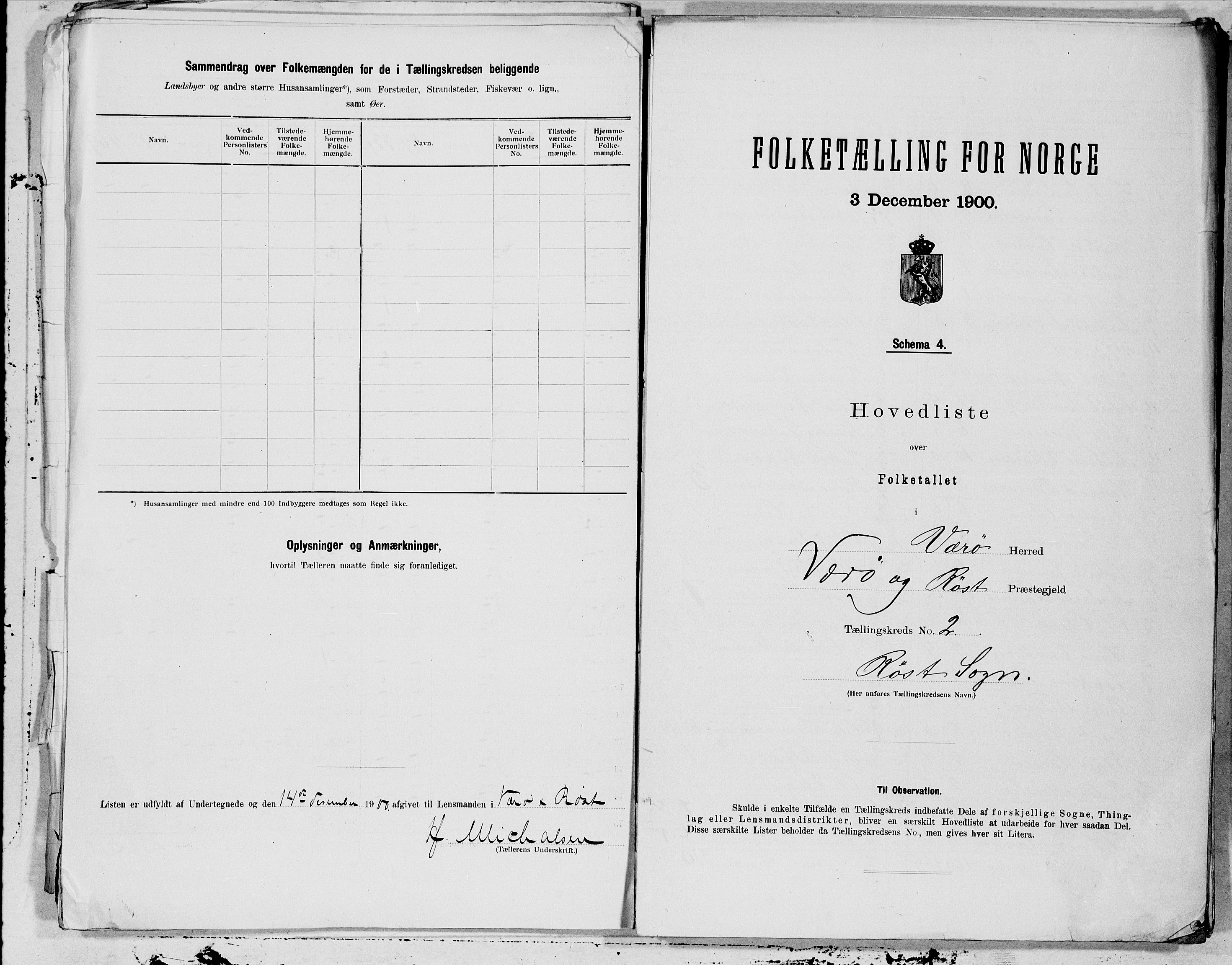 SAT, 1900 census for Værøy, 1900, p. 6