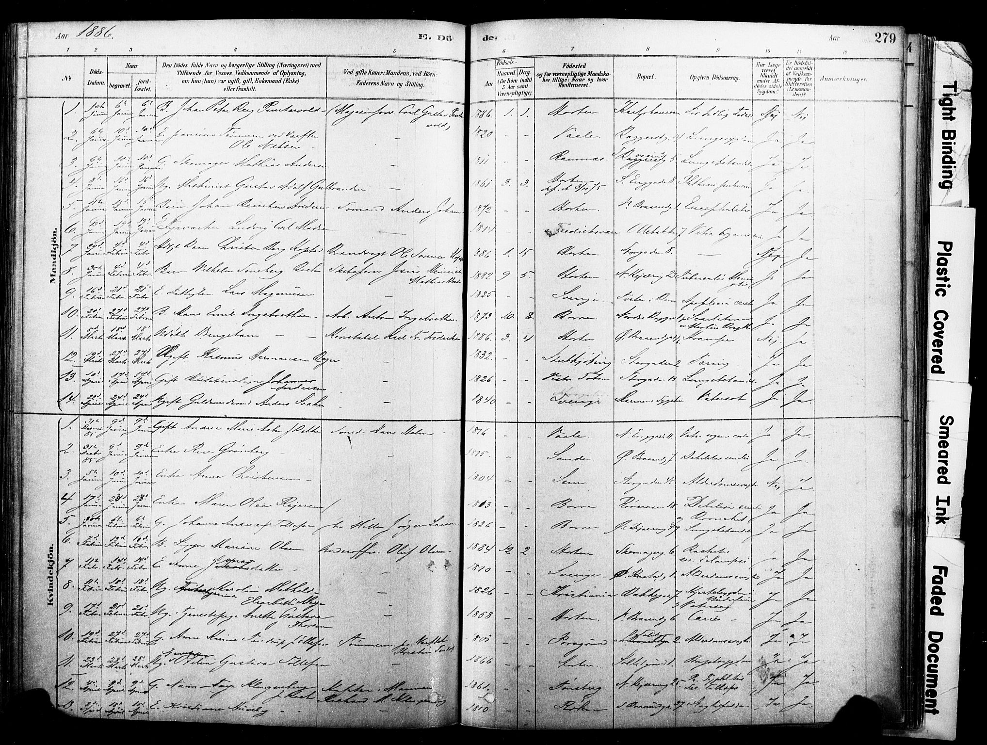 Horten kirkebøker, AV/SAKO-A-348/F/Fa/L0003: Parish register (official) no. 3, 1878-1887, p. 279