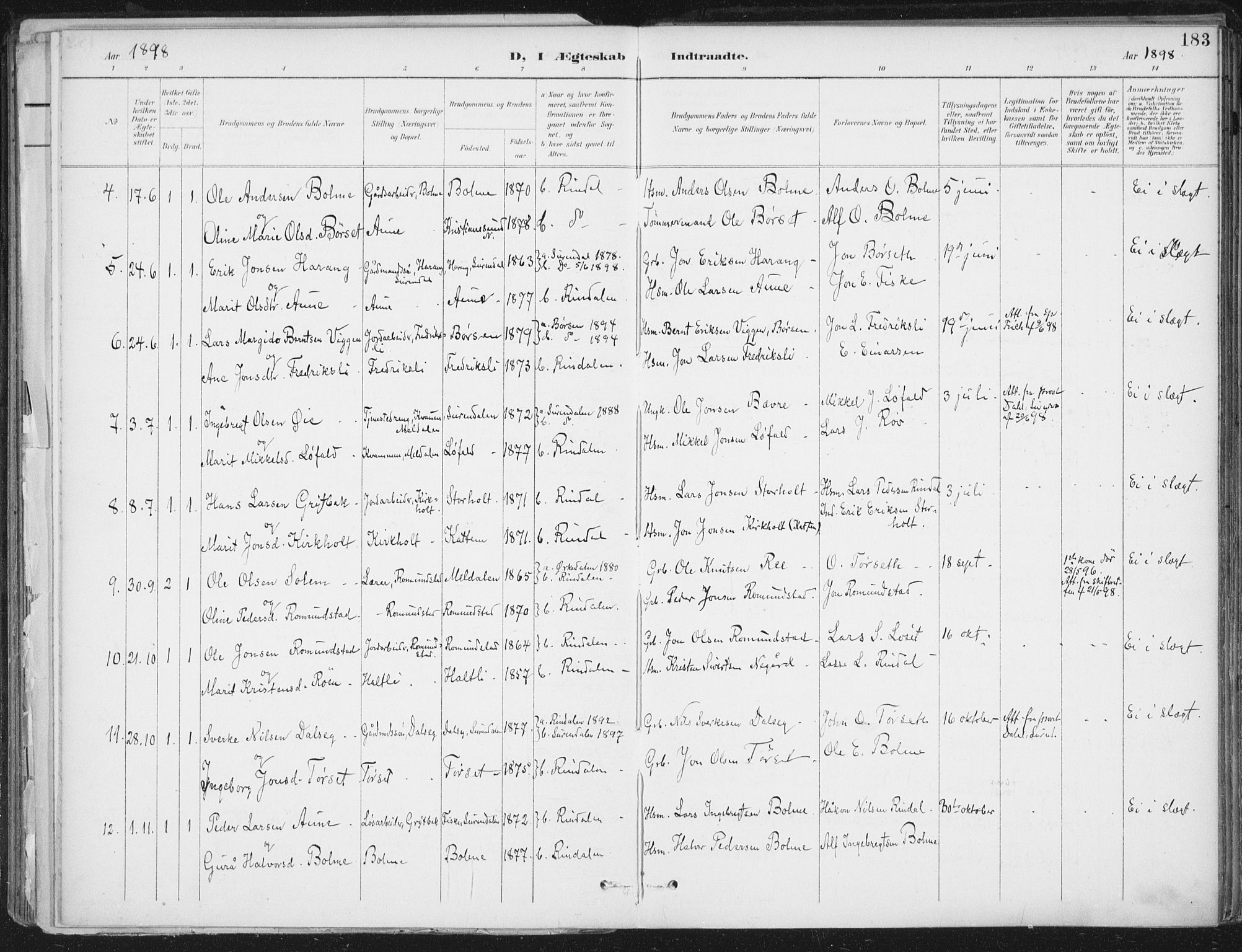 Ministerialprotokoller, klokkerbøker og fødselsregistre - Møre og Romsdal, SAT/A-1454/598/L1072: Parish register (official) no. 598A06, 1896-1910, p. 183