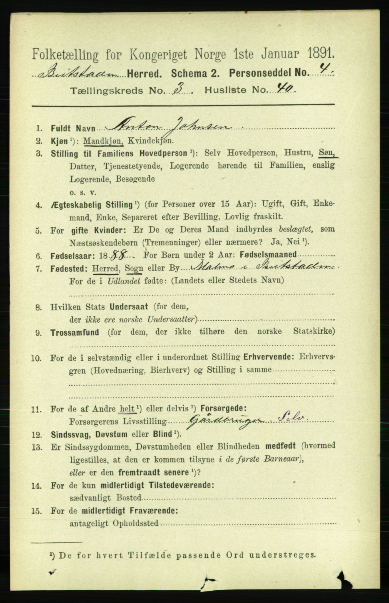 RA, 1891 census for 1727 Beitstad, 1891, p. 962