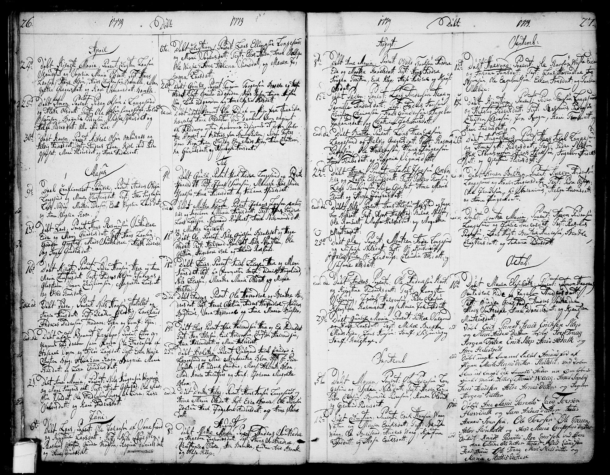 Bamble kirkebøker, AV/SAKO-A-253/F/Fa/L0002: Parish register (official) no. I 2, 1775-1814, p. 26-27