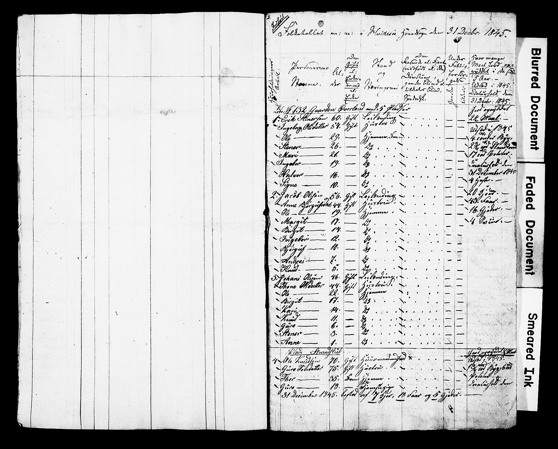 , Census 1845 for Kviteseid, 1845, p. 57