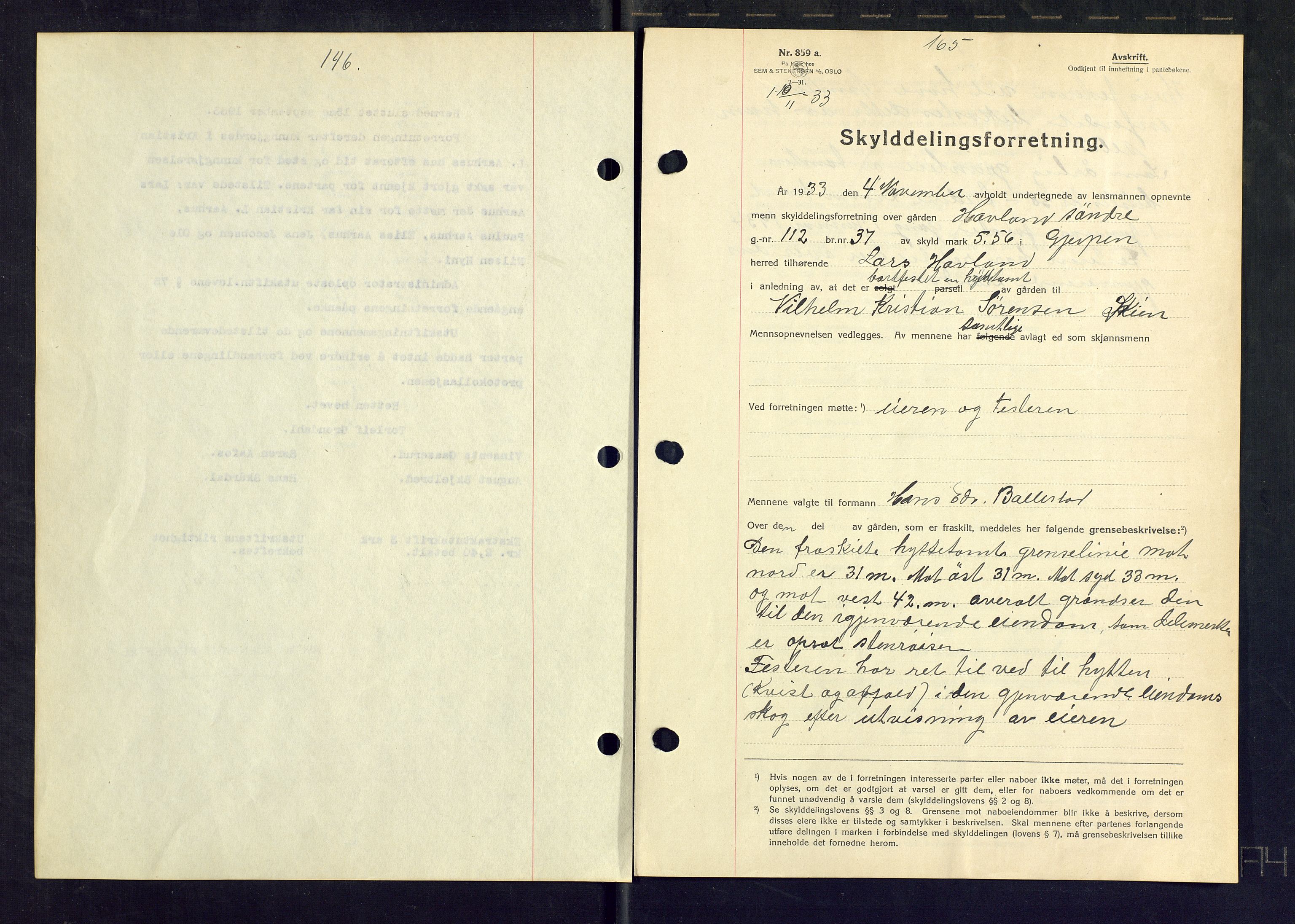 Gjerpen sorenskriveri, SAKO/A-216/G/Ga/Gaa/L0059: Mortgage book no. I 59-60 og 62, 1932-1934, Deed date: 10.11.1933
