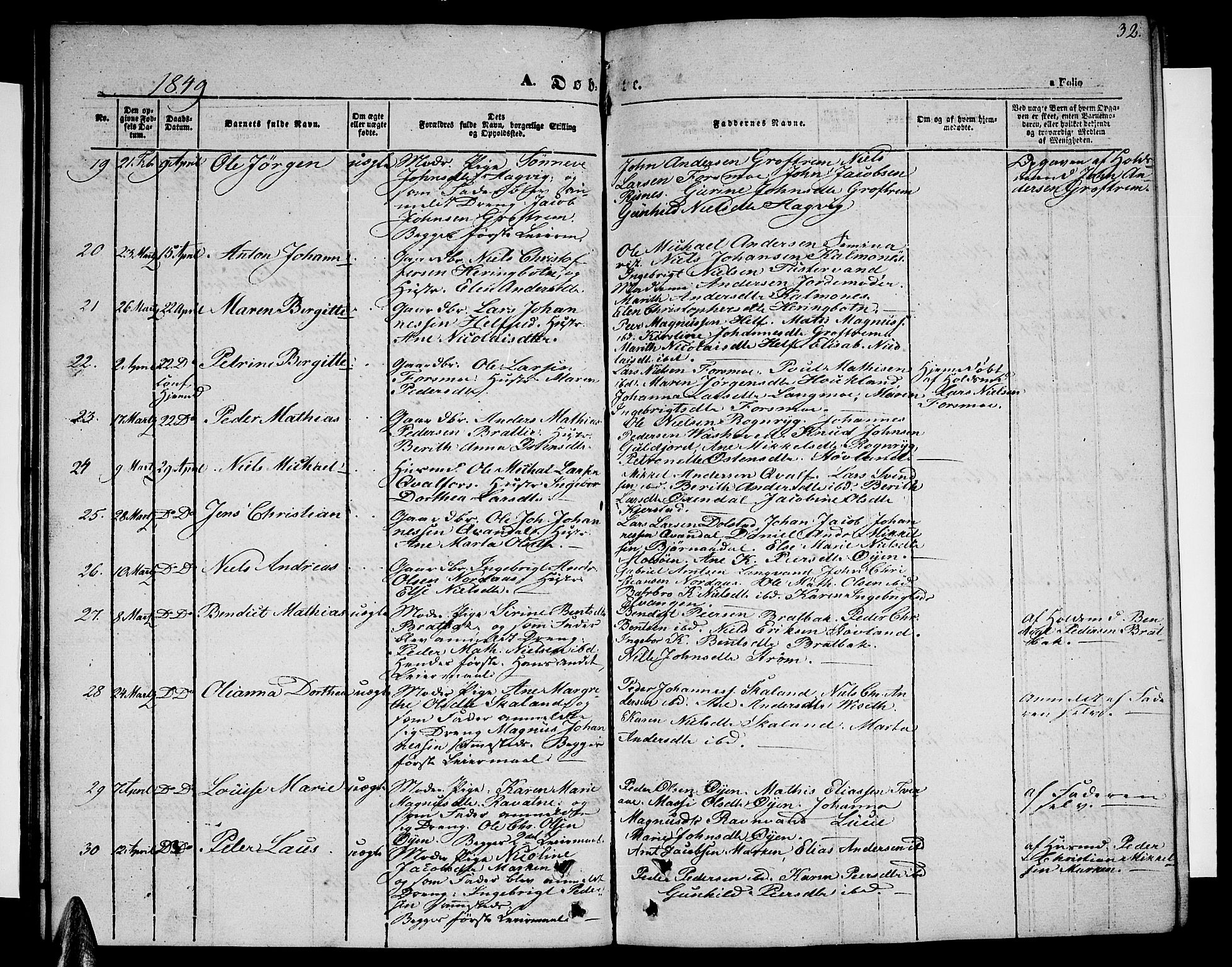 Ministerialprotokoller, klokkerbøker og fødselsregistre - Nordland, SAT/A-1459/820/L0300: Parish register (copy) no. 820C02, 1846-1850, p. 32