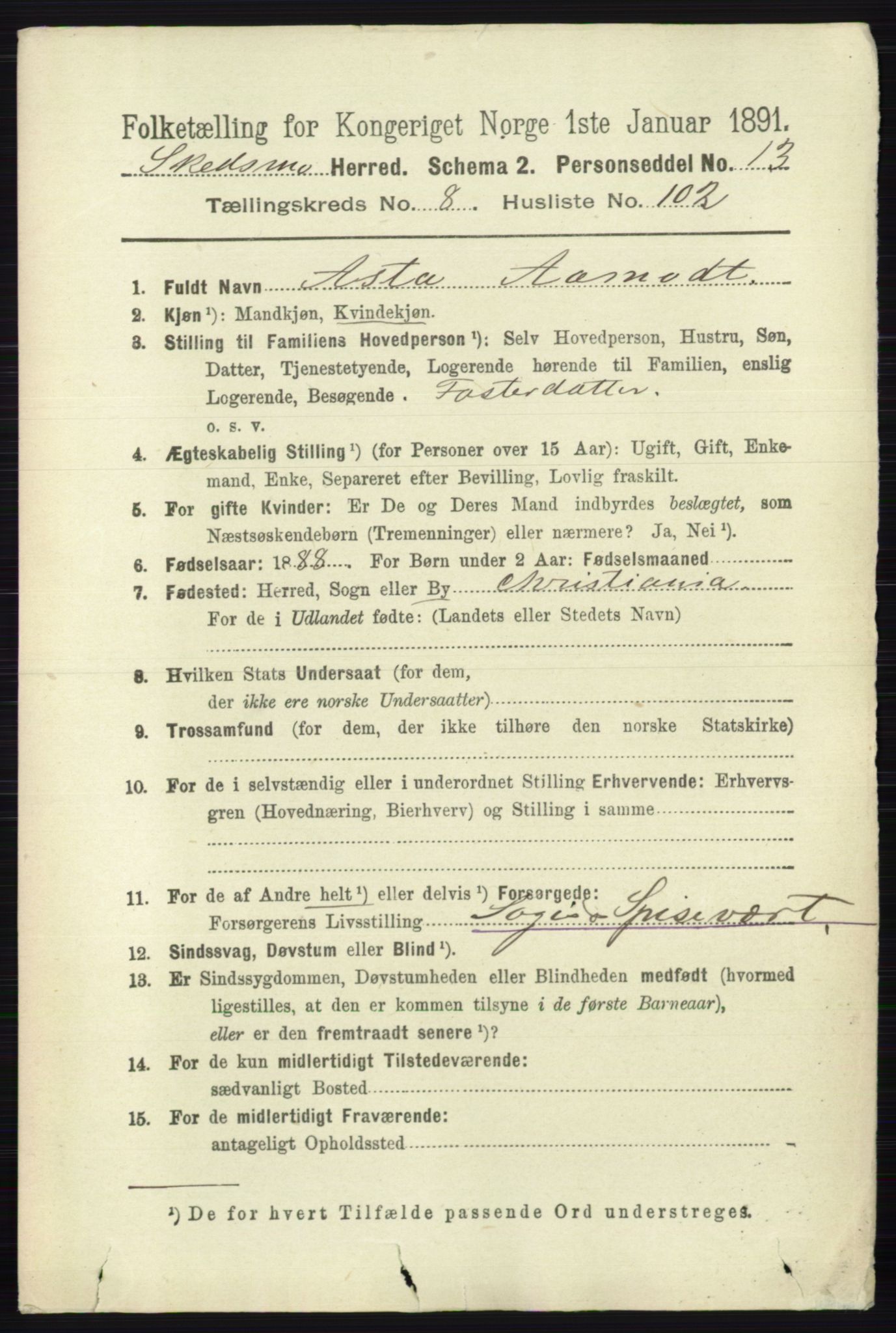 RA, 1891 census for 0231 Skedsmo, 1891, p. 5023