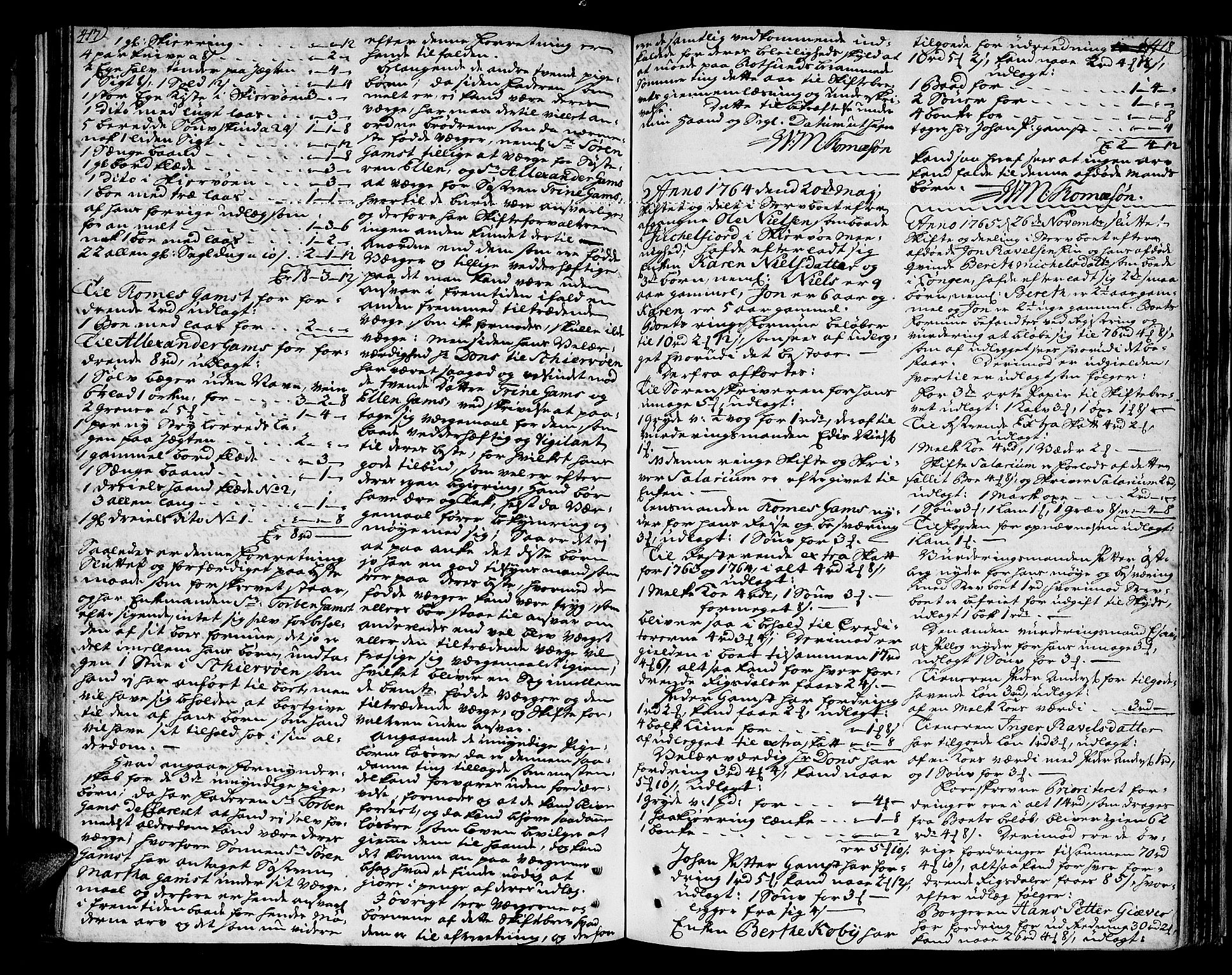 Senja og Tromsø sorenskriveri , AV/SATØ-SATØ-31/H/Hb/L0140: Skifteutlodningsprotokoll - Tromsø distrikt, 1751-1770, p. 417-418