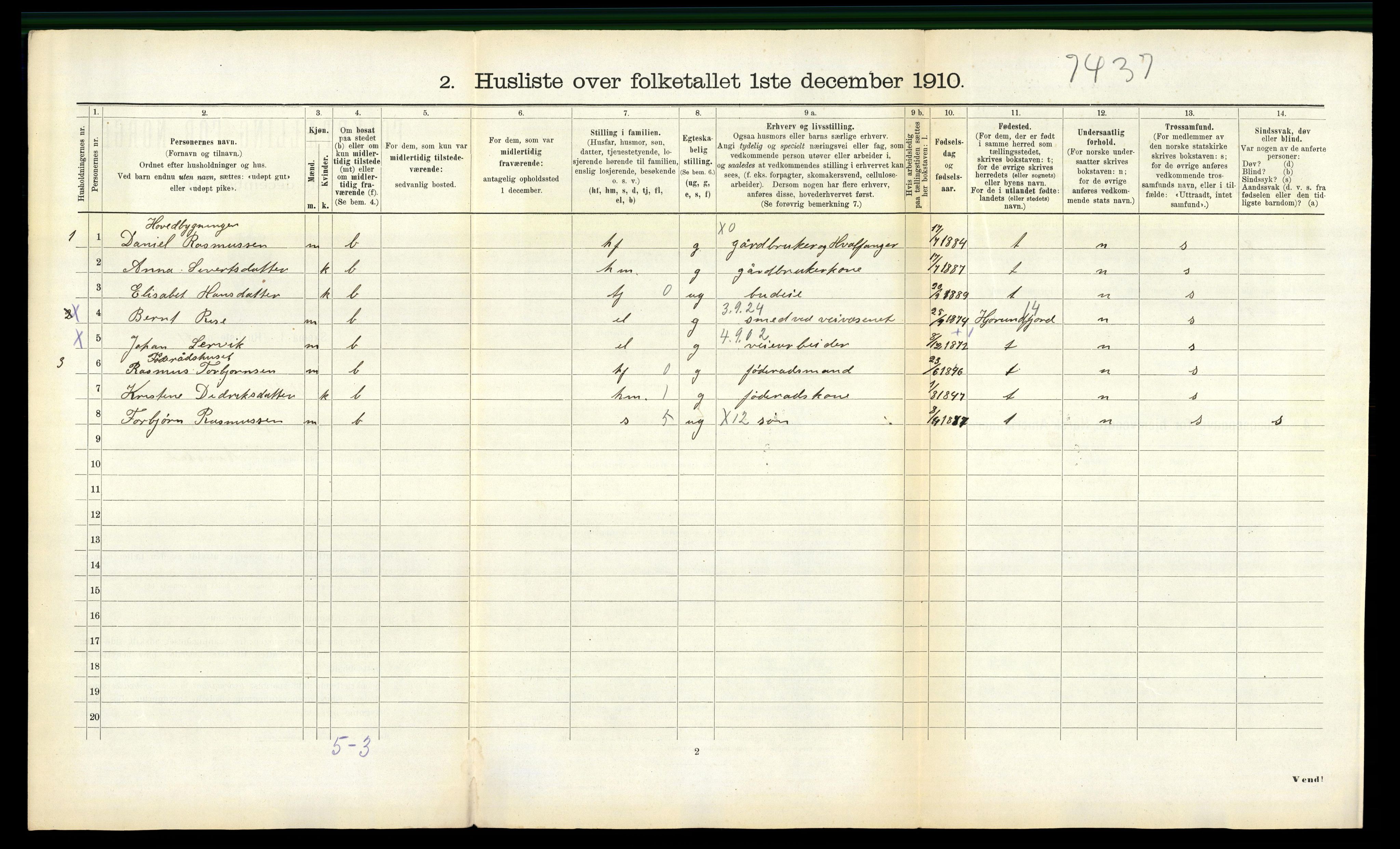 RA, 1910 census for Volda, 1910, p. 861