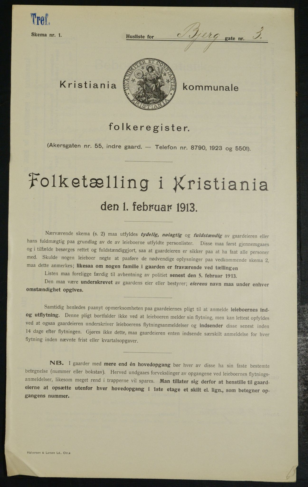 OBA, Municipal Census 1913 for Kristiania, 1913, p. 5341